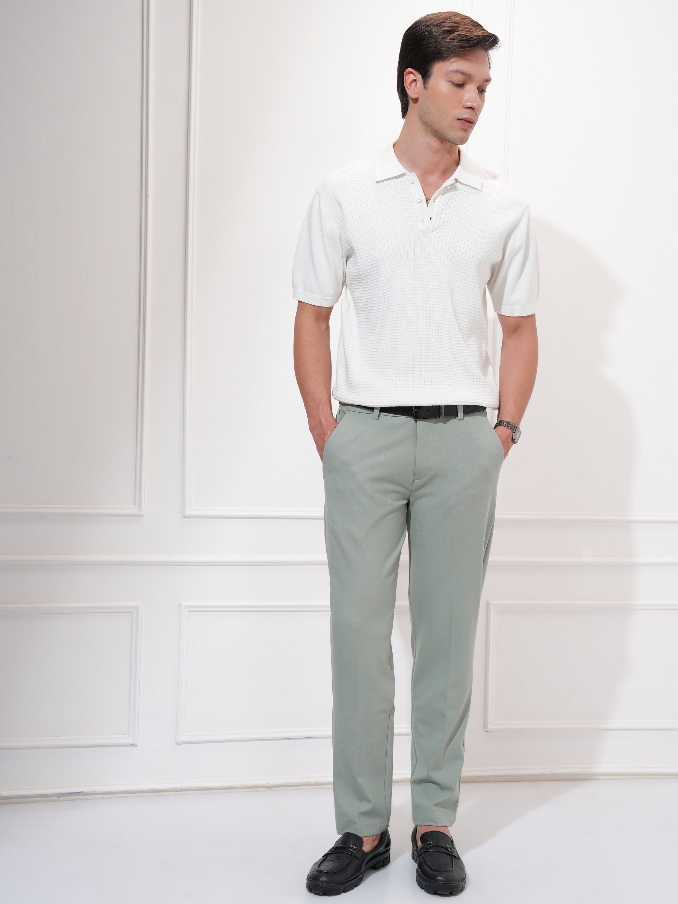 Highlander Men Olive Slim Fit Solid Casual Trouser - Olive - Image 2