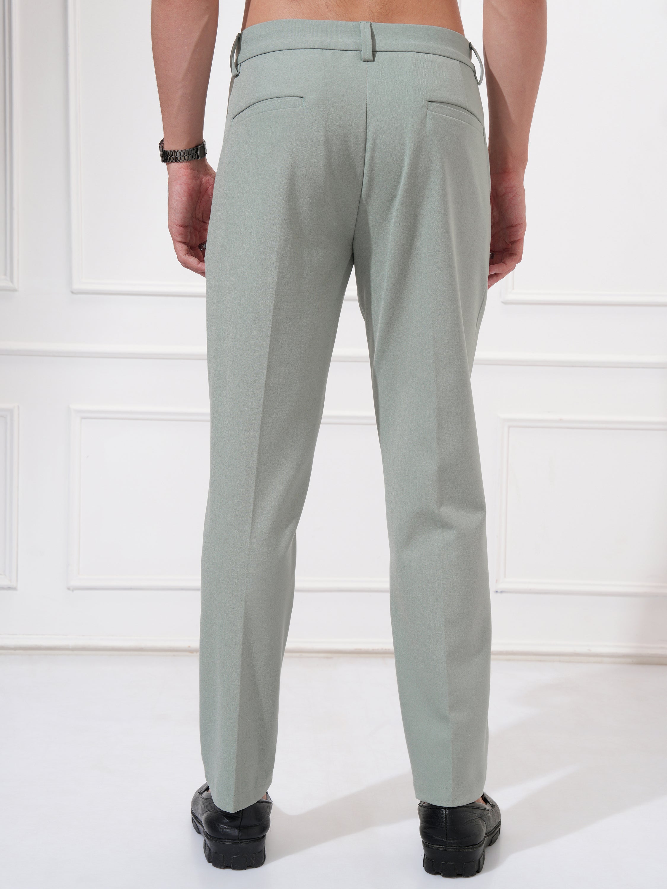 Highlander Men Olive Slim Fit Solid Casual Trouser - Olive - Image 3