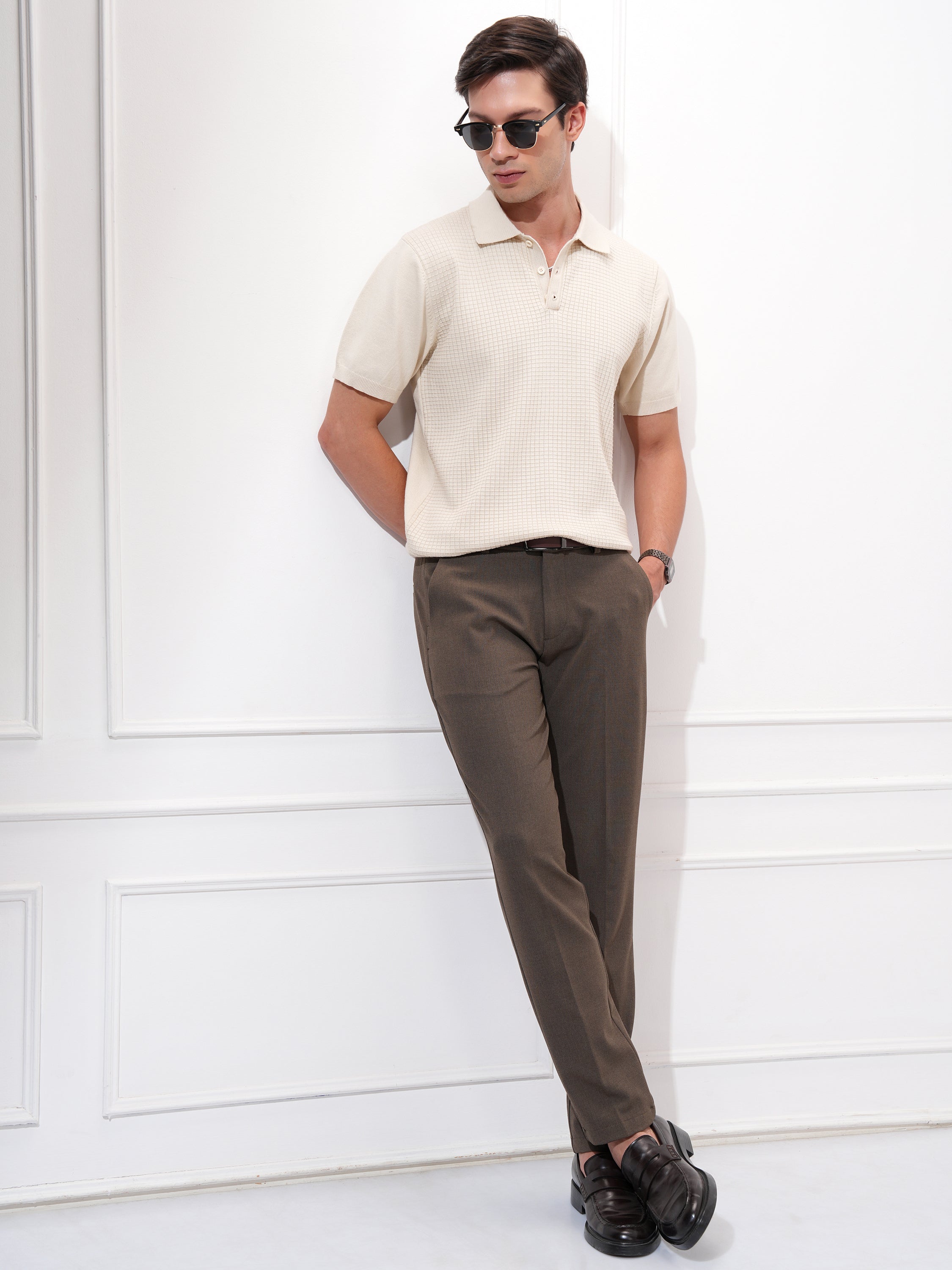 Highlander Men Khaki Slim Fit Solid Casual Trouser - Khaki - Image 2