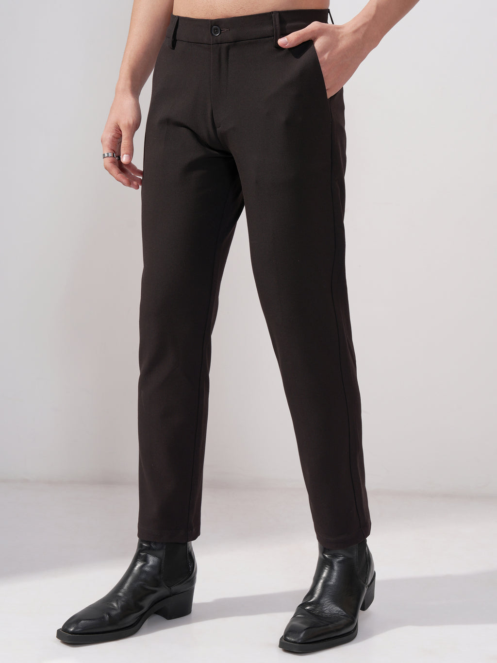 Highlander Men Purple Slim Fit Solid Formal Trouser - Purple - Image 4