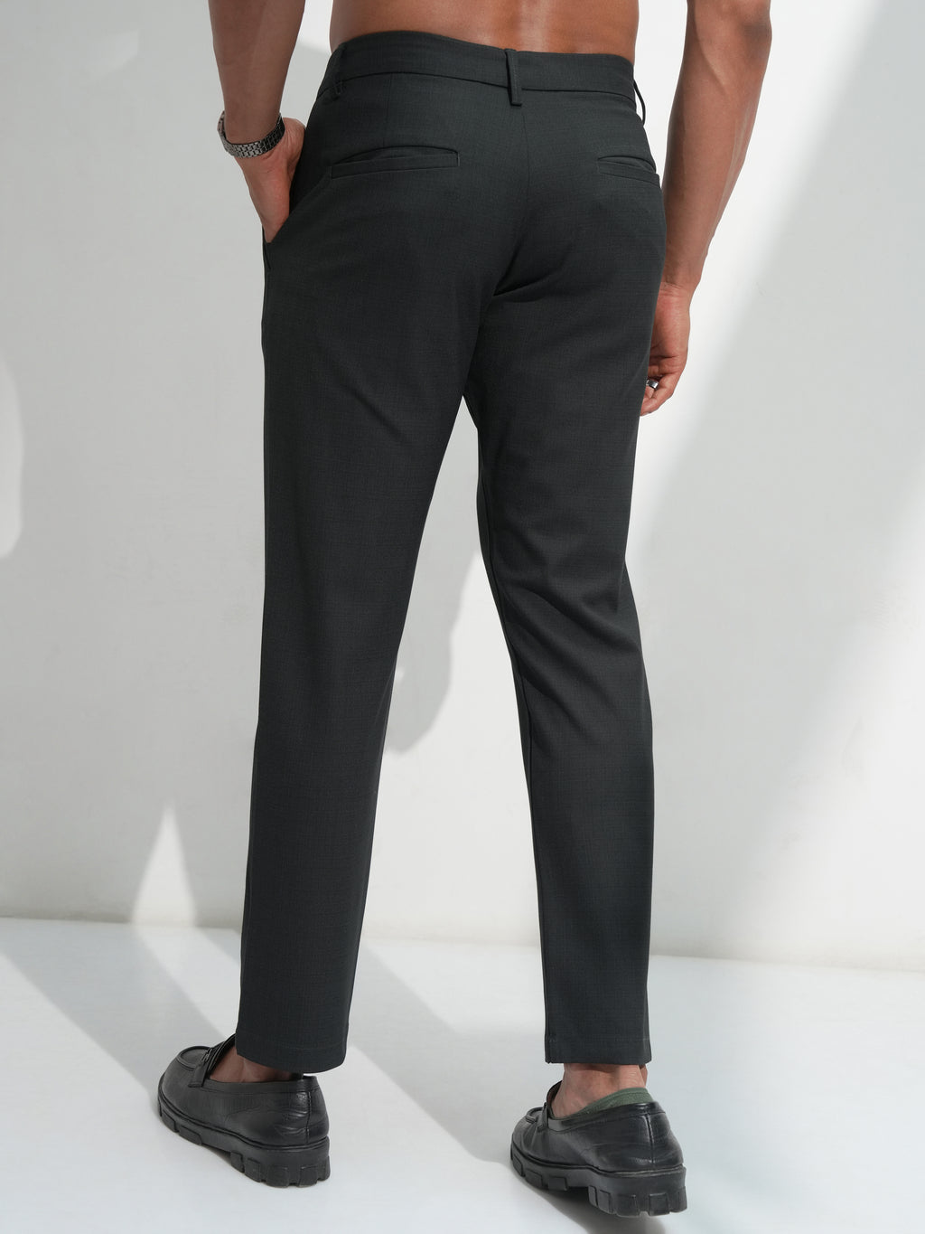 Highlander Men Teal Slim Fit Solid Casual Trouser - Teal - Image 3