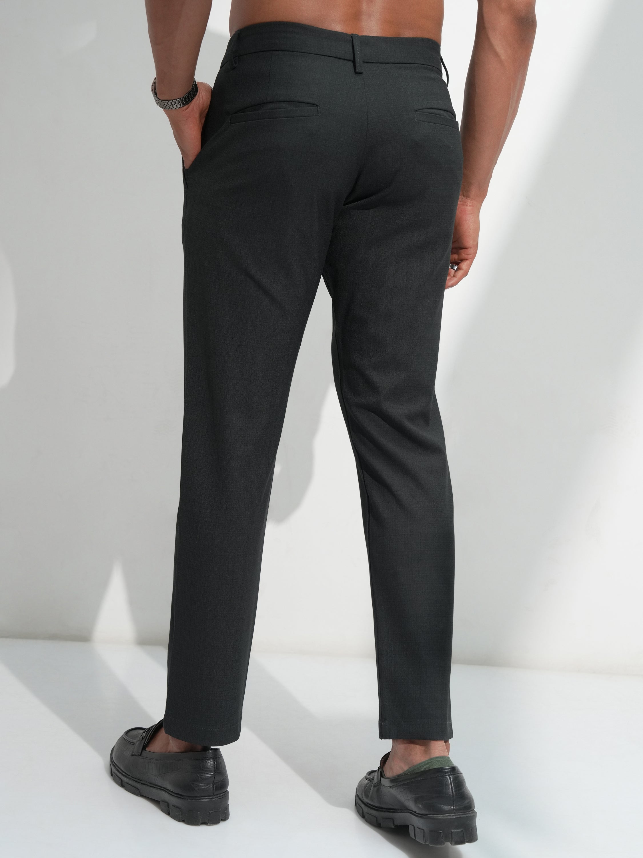 Highlander Men Teal Slim Fit Solid Casual Trouser - Teal - Image 3