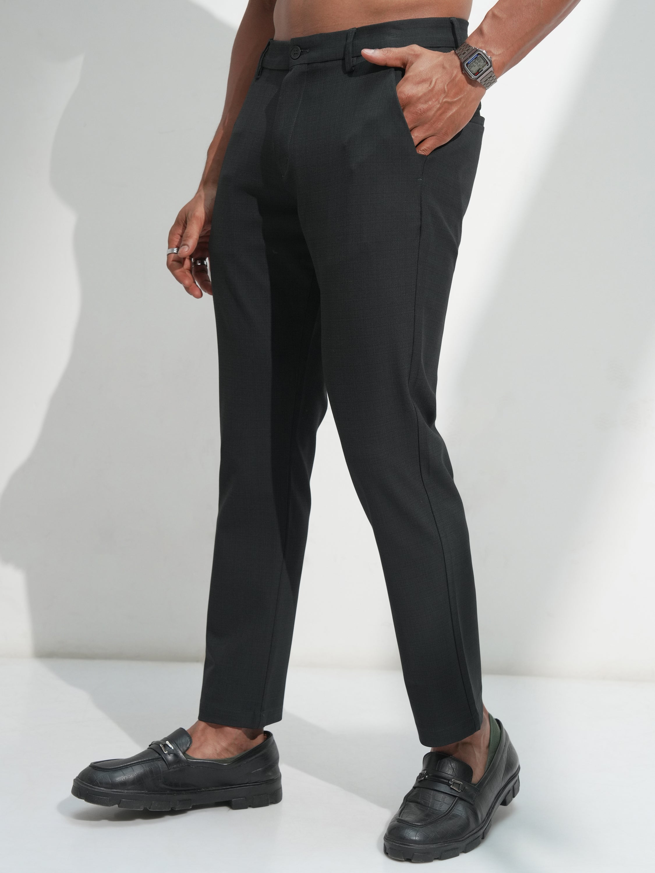 Highlander Men Teal Slim Fit Solid Casual Trouser - Teal - Image 4