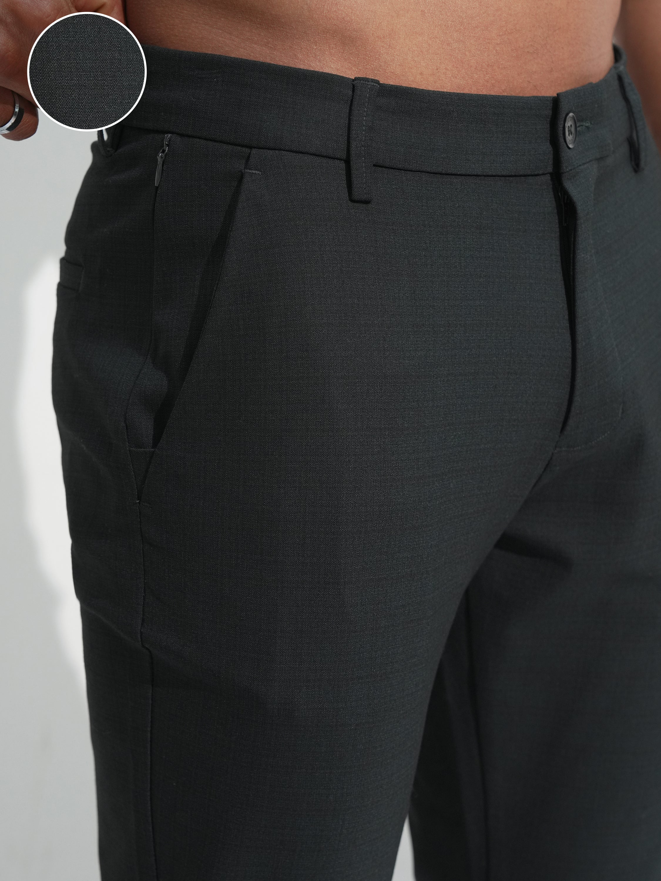 Highlander Men Teal Slim Fit Solid Casual Trouser - Teal - Image 5