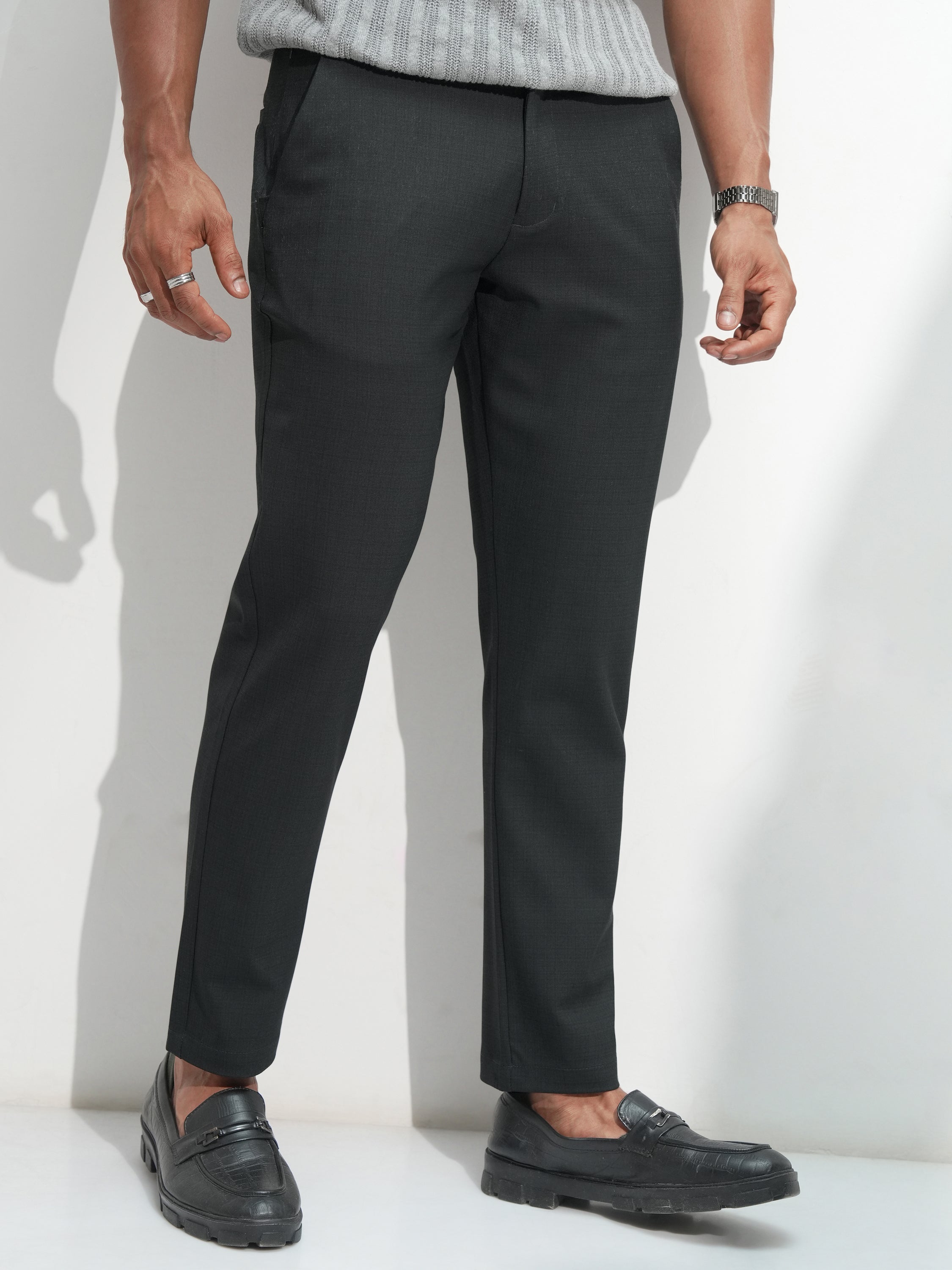 Highlander Men Teal Slim Fit Solid Casual Trouser - Teal - Image 6