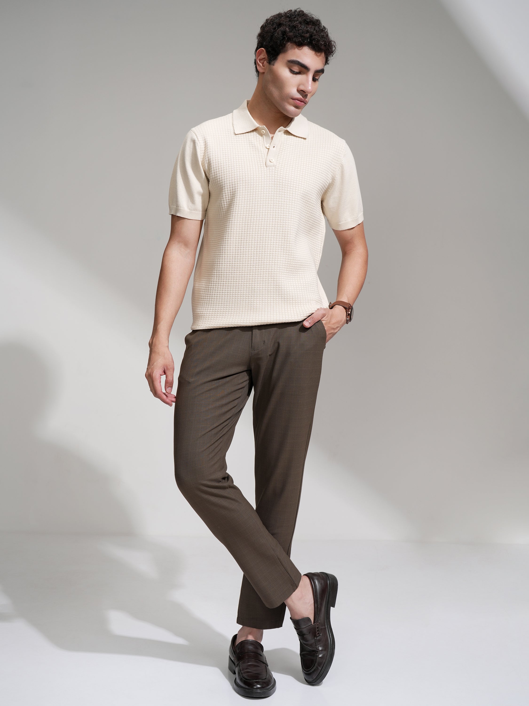 Highlander Men Brown Slim Fit Solid Casual Trouser - Brown - Image 2