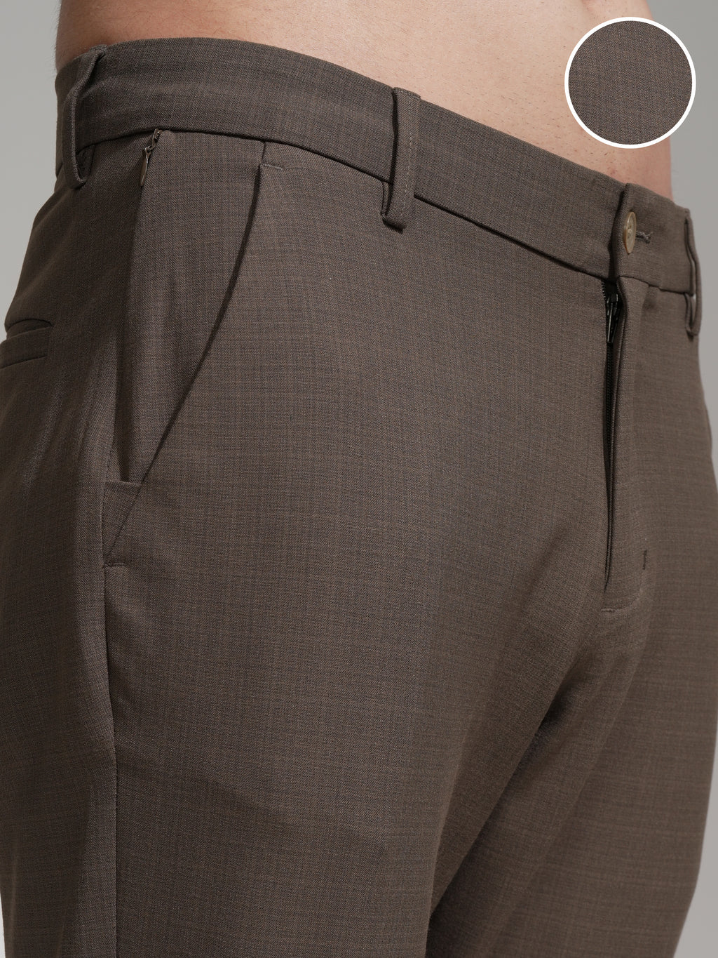 Highlander Men Brown Slim Fit Solid Casual Trouser - Brown - Image 5