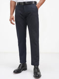Highlander Men Navy Blue Slim Fit Checked Casual Trouser - Navy Blue - Image 1