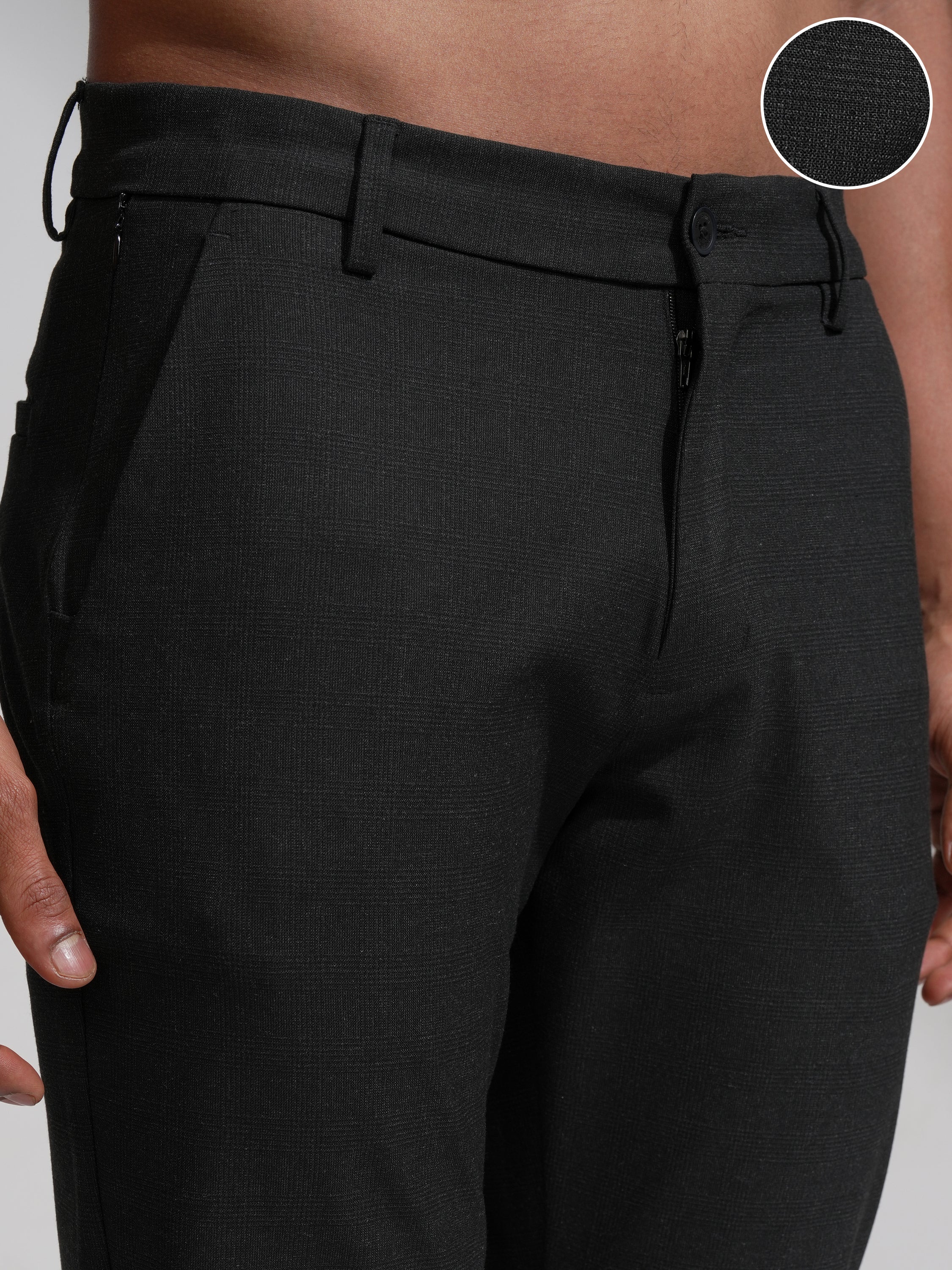 Highlander Men Black Slim Fit Solid Casual Trouser - Black - Image 5