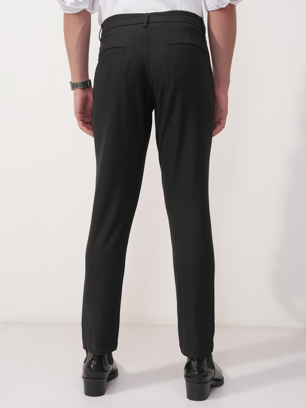 Highlander Men Black Slim Fit Solid Formal Trouser - Black - Image 3