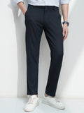 Highlander Men Navy Blue Slim Fit Solid Casual Trouser - Navy Blue - Image 1