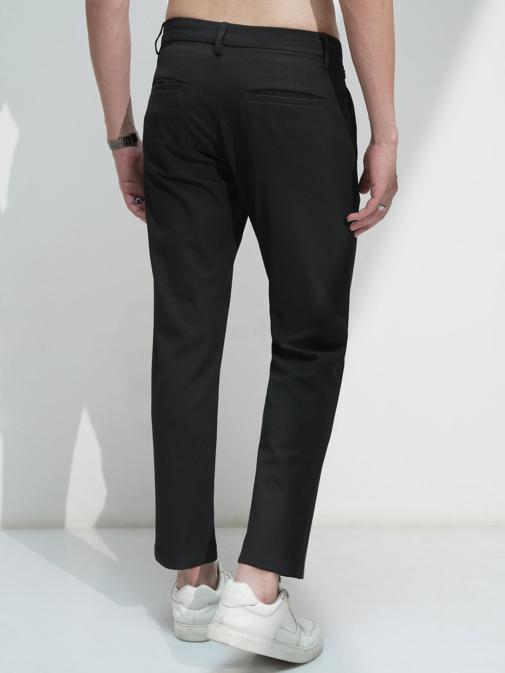 Highlander Men Black Slim Fit Solid Casual Trouser - Black - Image 3