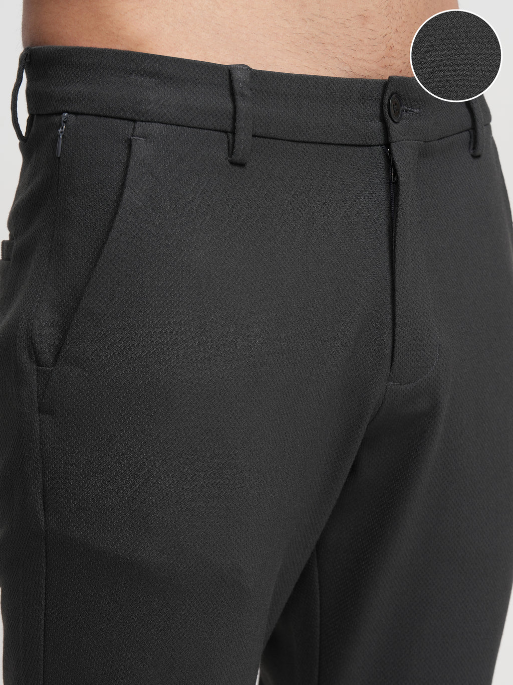 Highlander Men Charcoal Slim Fit Solid Formal Trouser - Charcoal - Image 5