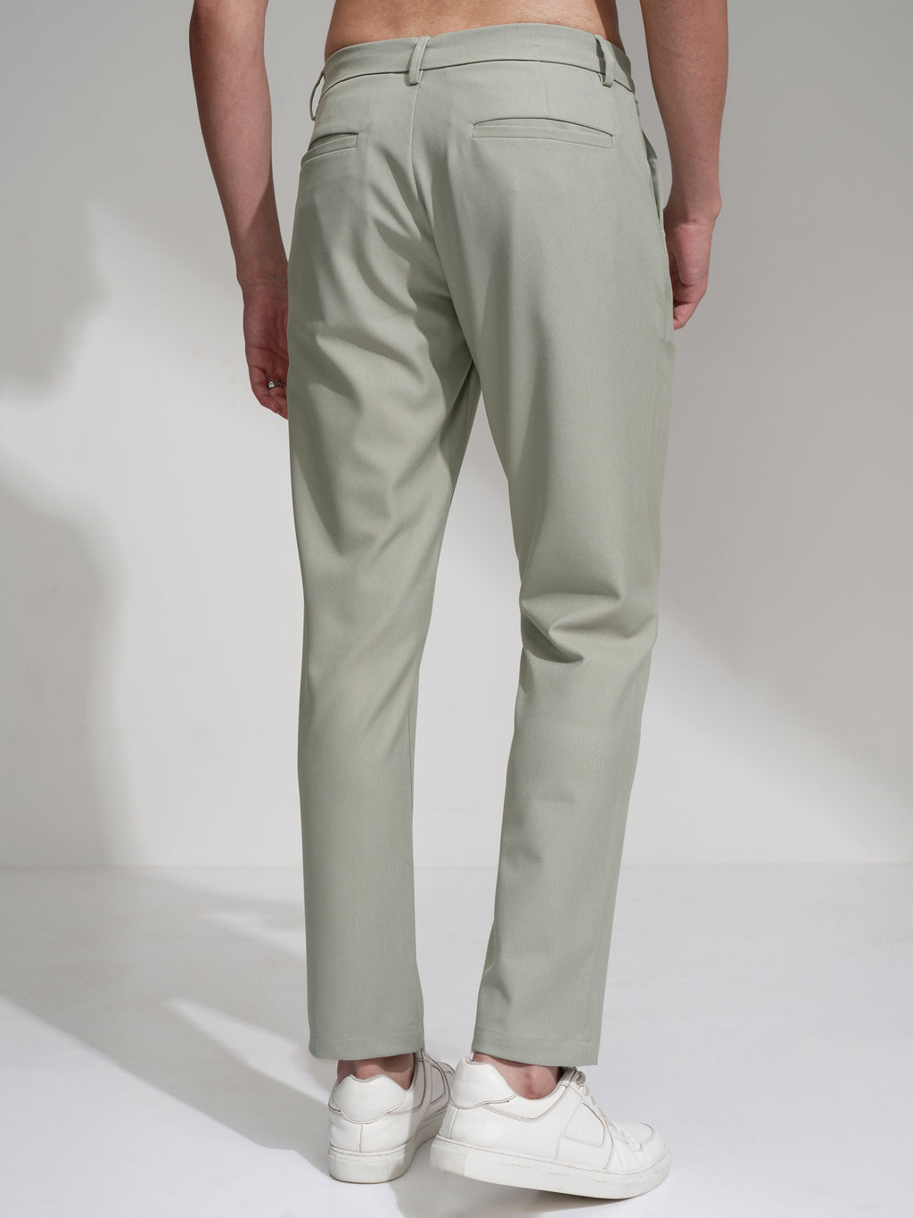 Highlander Men Sea Green Slim Fit Solid Casual Trouser - Sea Green - Image 3
