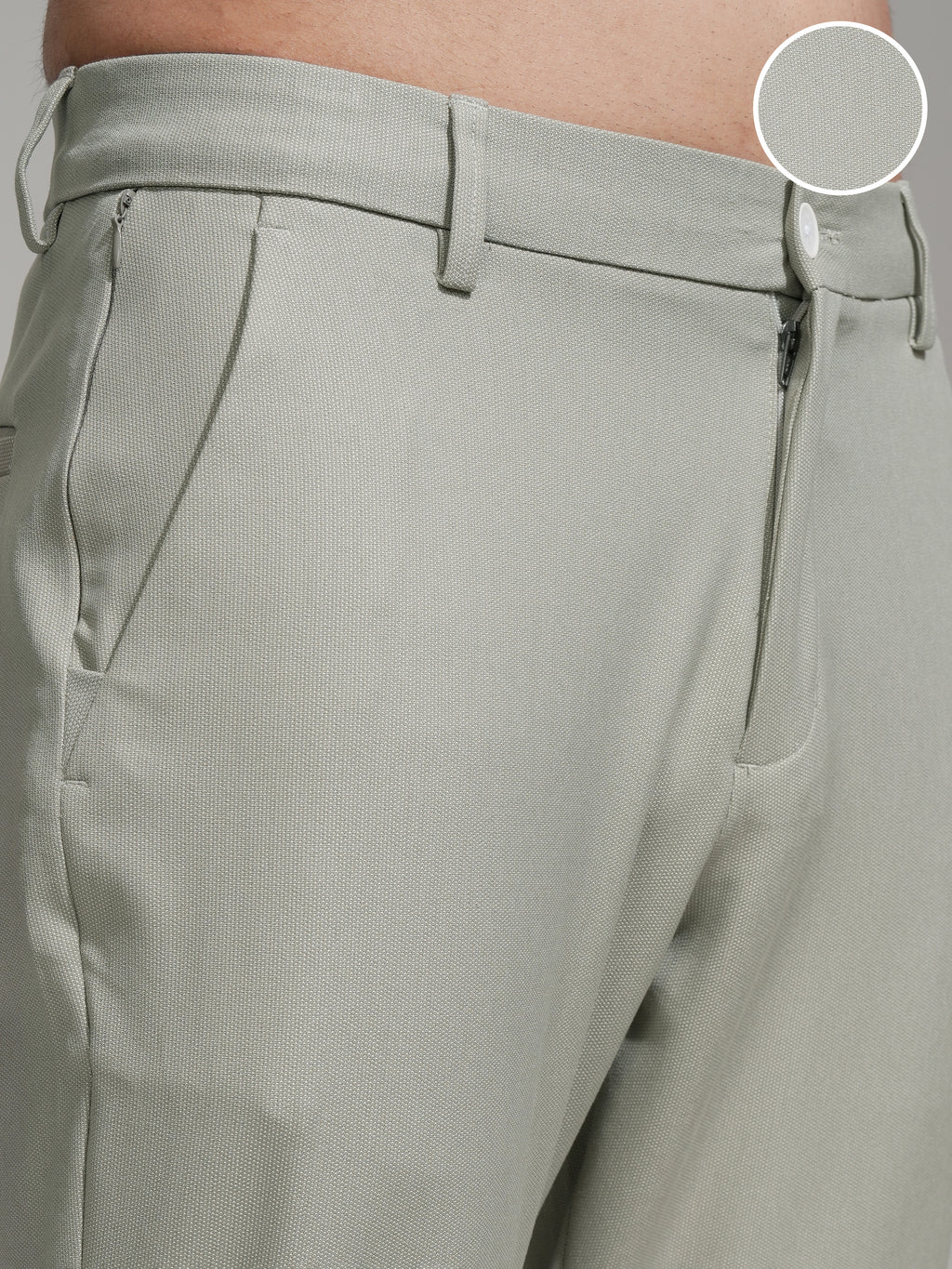 Highlander Men Sea Green Slim Fit Solid Casual Trouser - Sea Green - Image 5