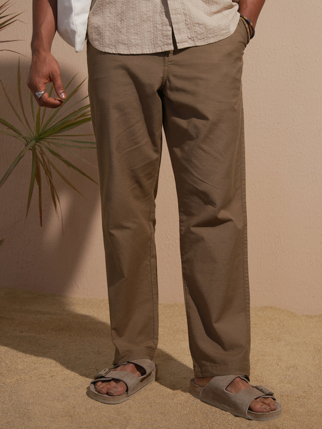 Highlander Men Brown Relaxed Fit Solid Casual Trouser - Brown - Image 1