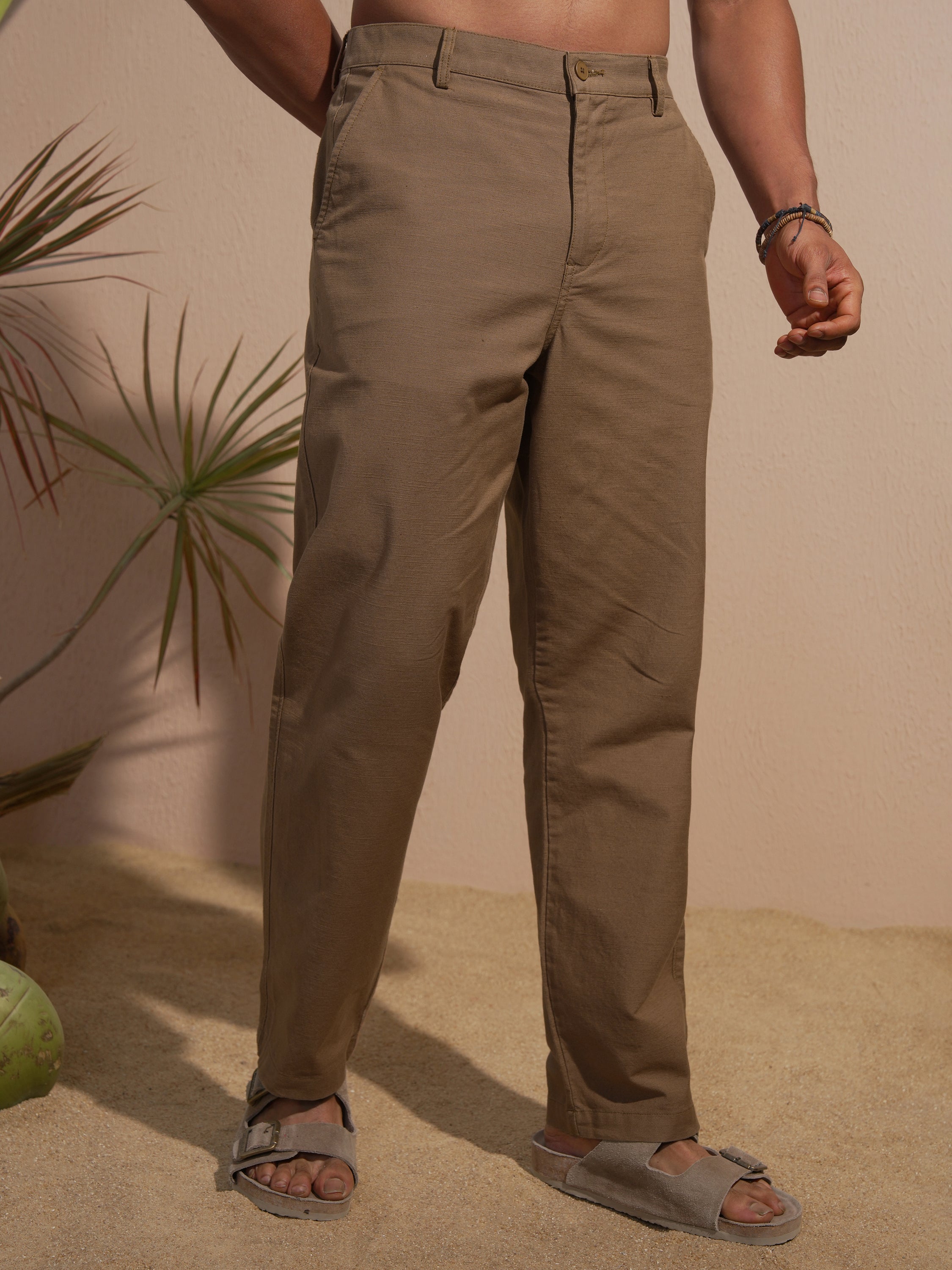 Highlander Men Brown Relaxed Fit Solid Casual Trouser - Brown - Image 6