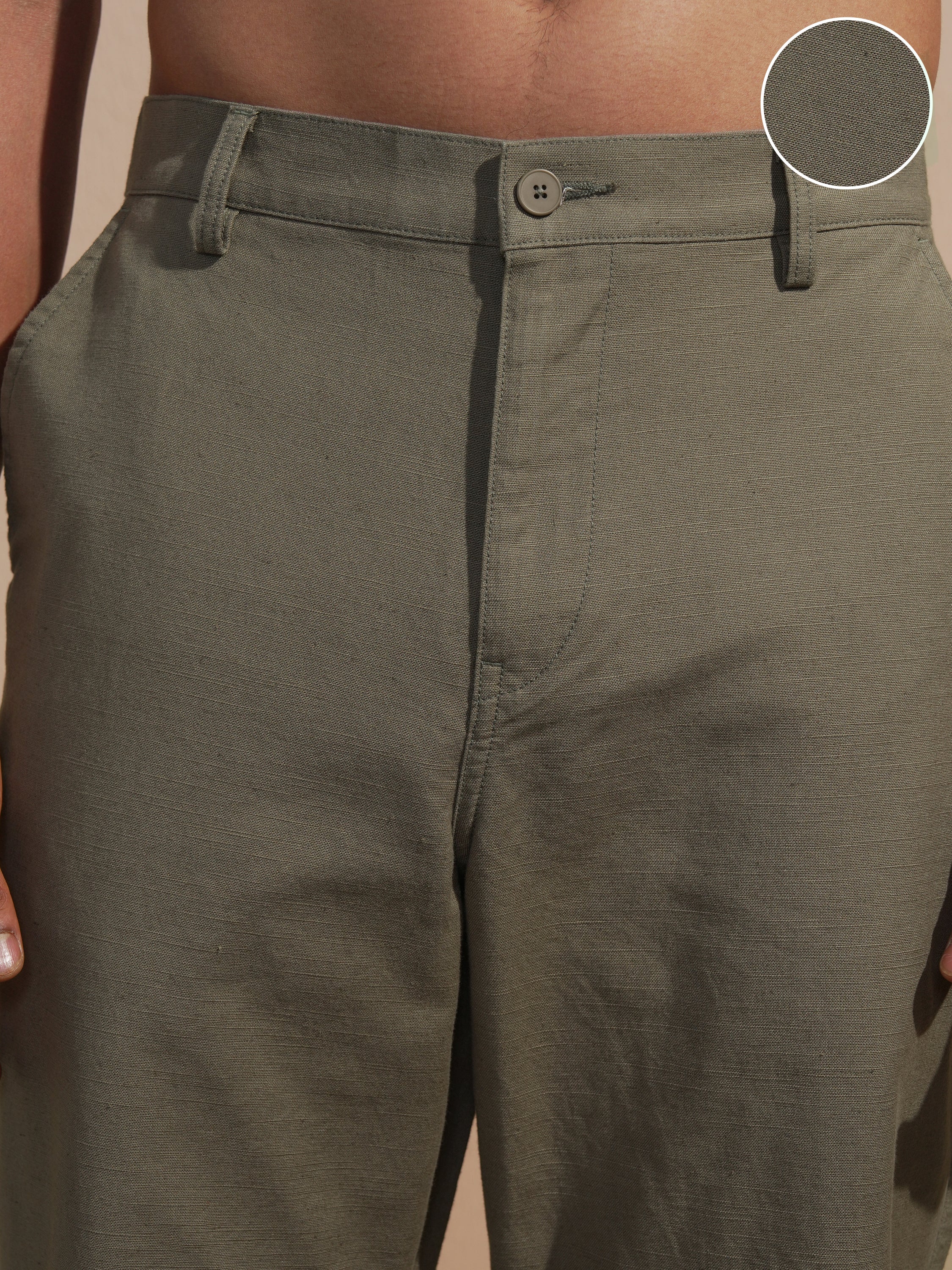 Highlander Men Olive Relaxed Fit Solid Casual Trouser - Olive - Image 5