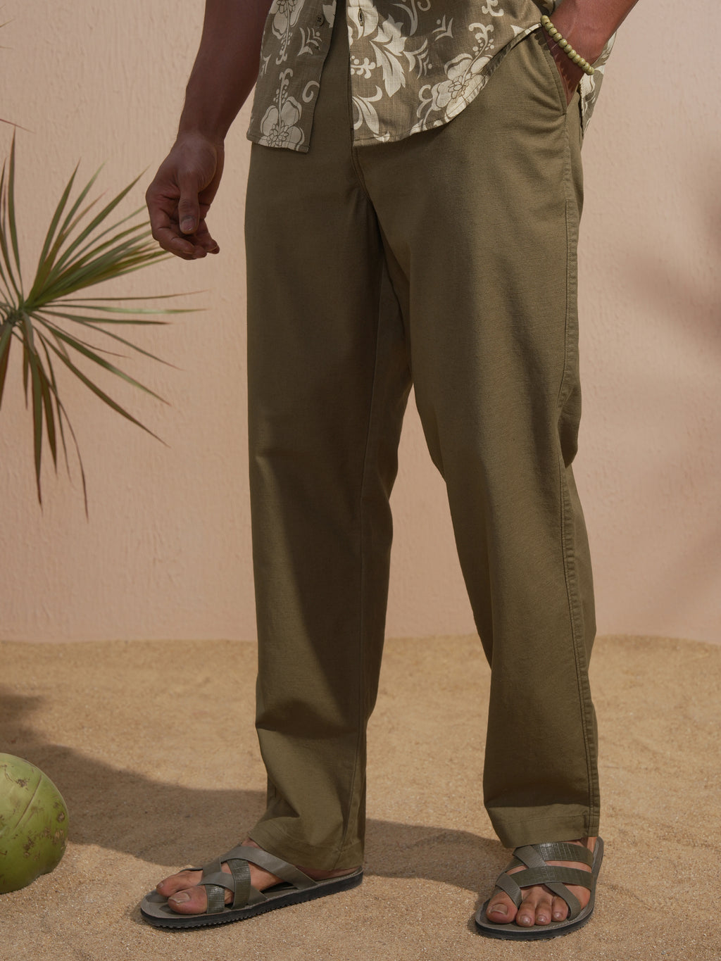 Highlander Men Brown Relaxed Fit Solid Casual Trouser - Brown - Image 4