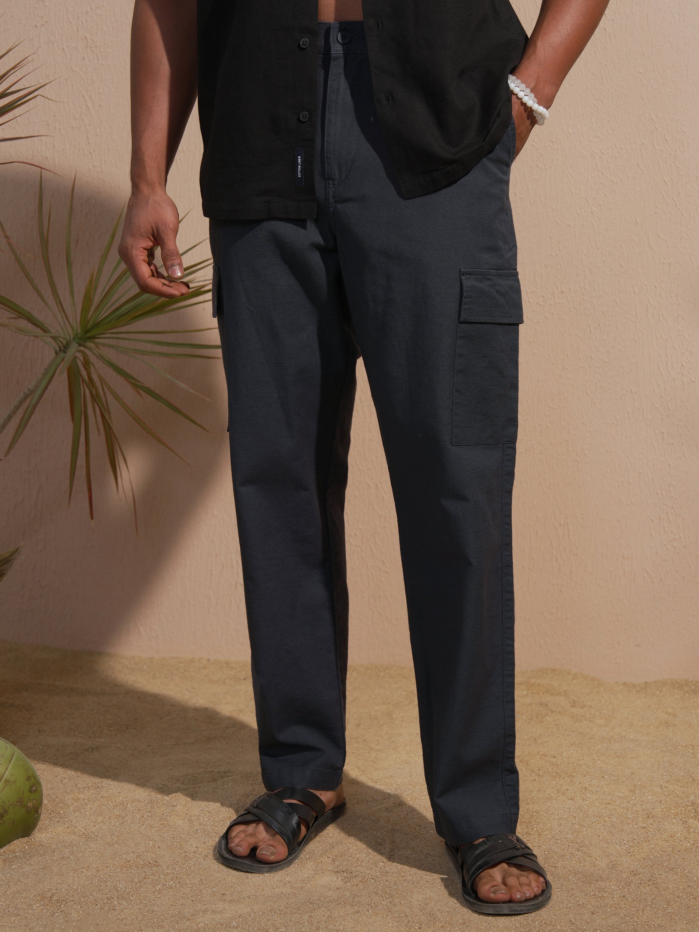 Highlander Men Blue Relaxed Fit Solid Cargo - Blue - Image 1