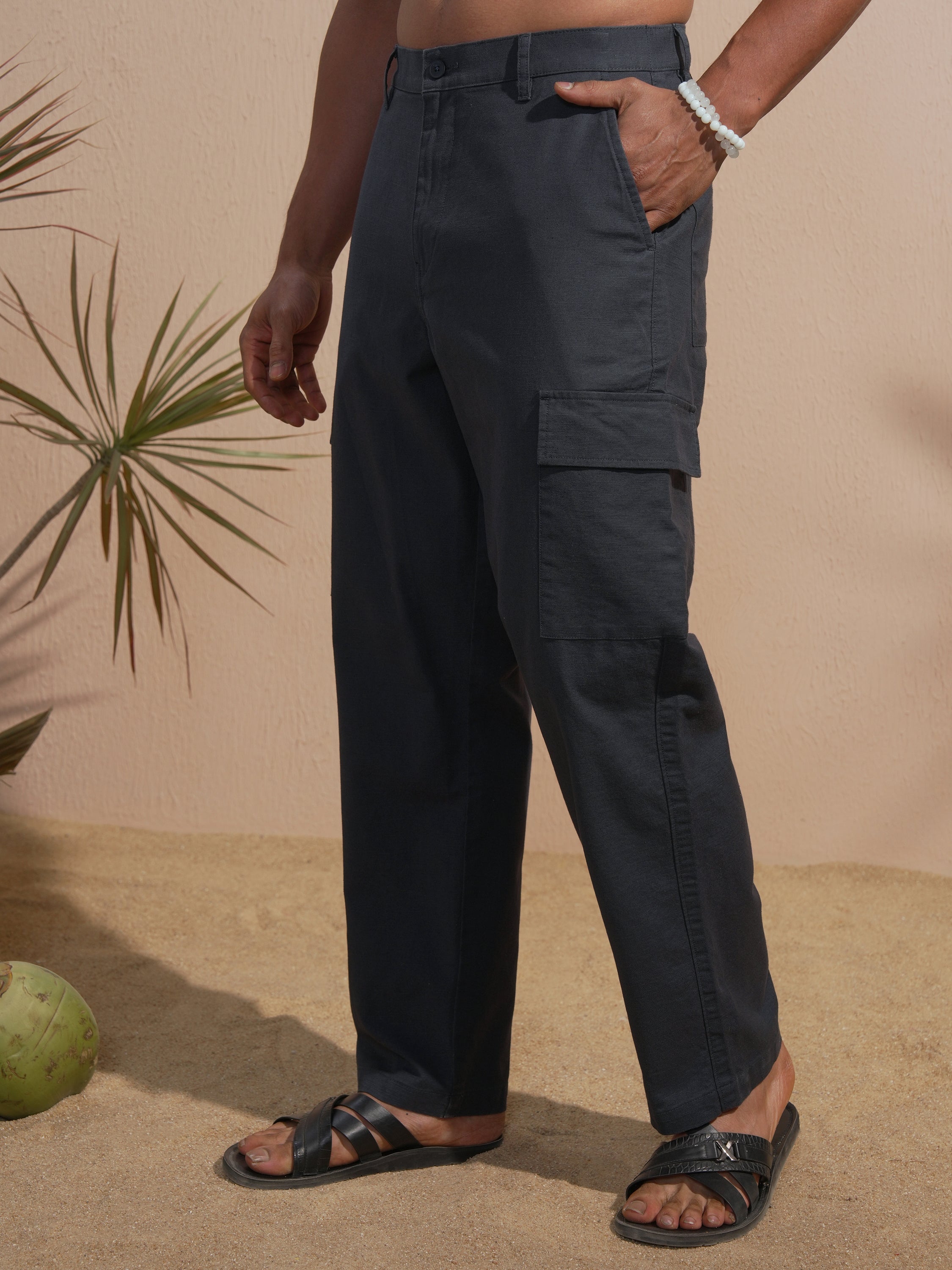 Highlander Men Blue Relaxed Fit Solid Cargo - Blue - Image 4