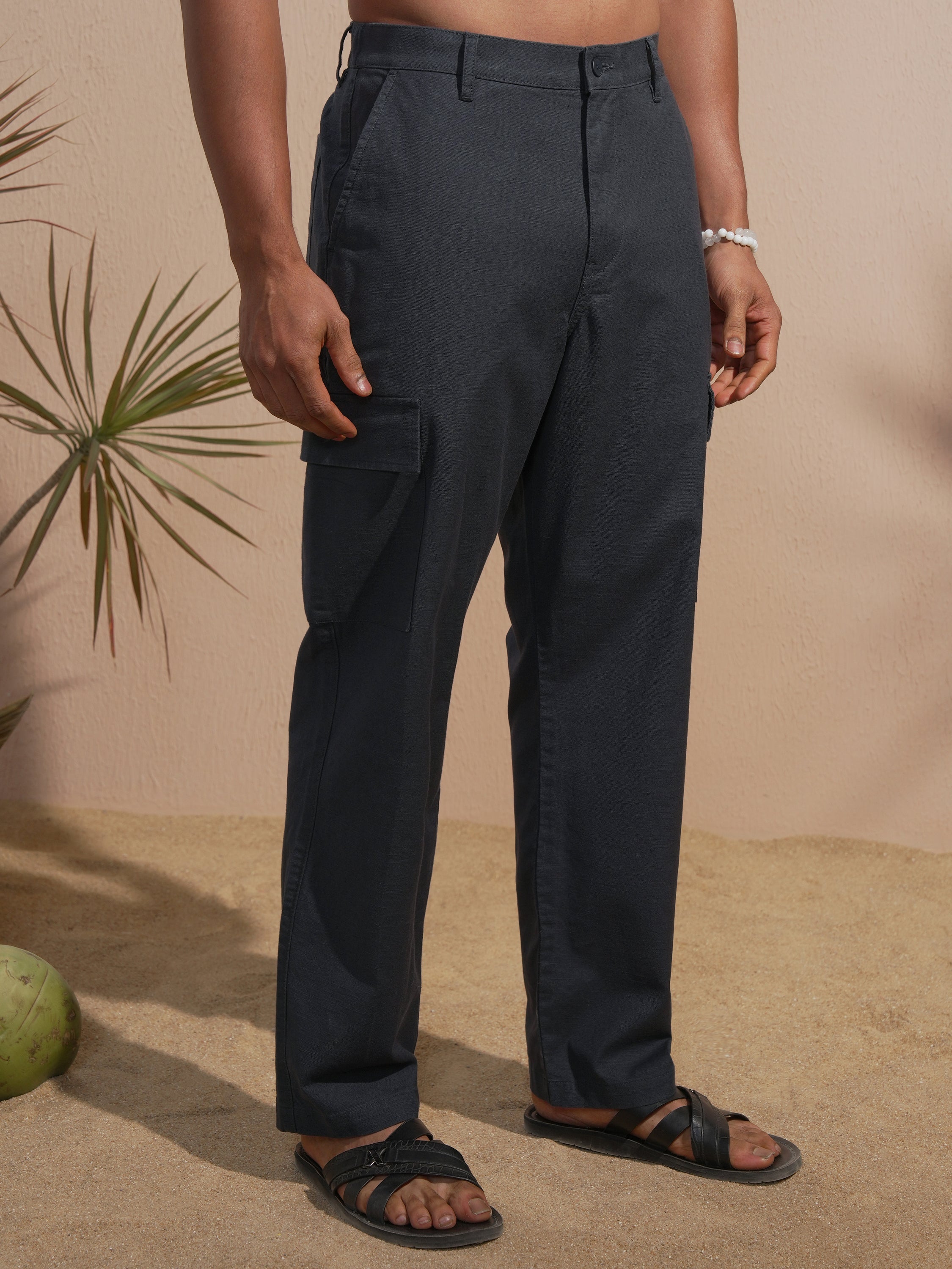 Highlander Men Blue Relaxed Fit Solid Cargo - Blue - Image 6
