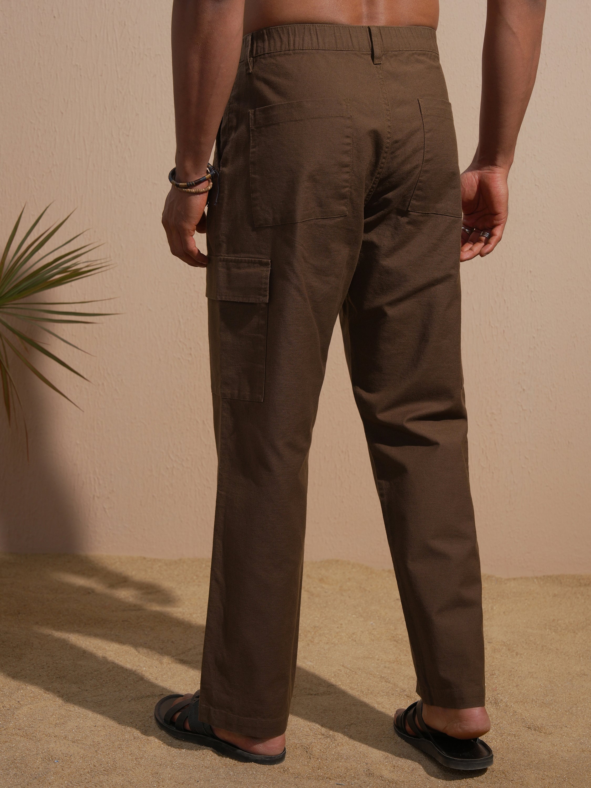 Highlander Men Brown Relaxed Fit Solid Cargo - Brown - Image 3