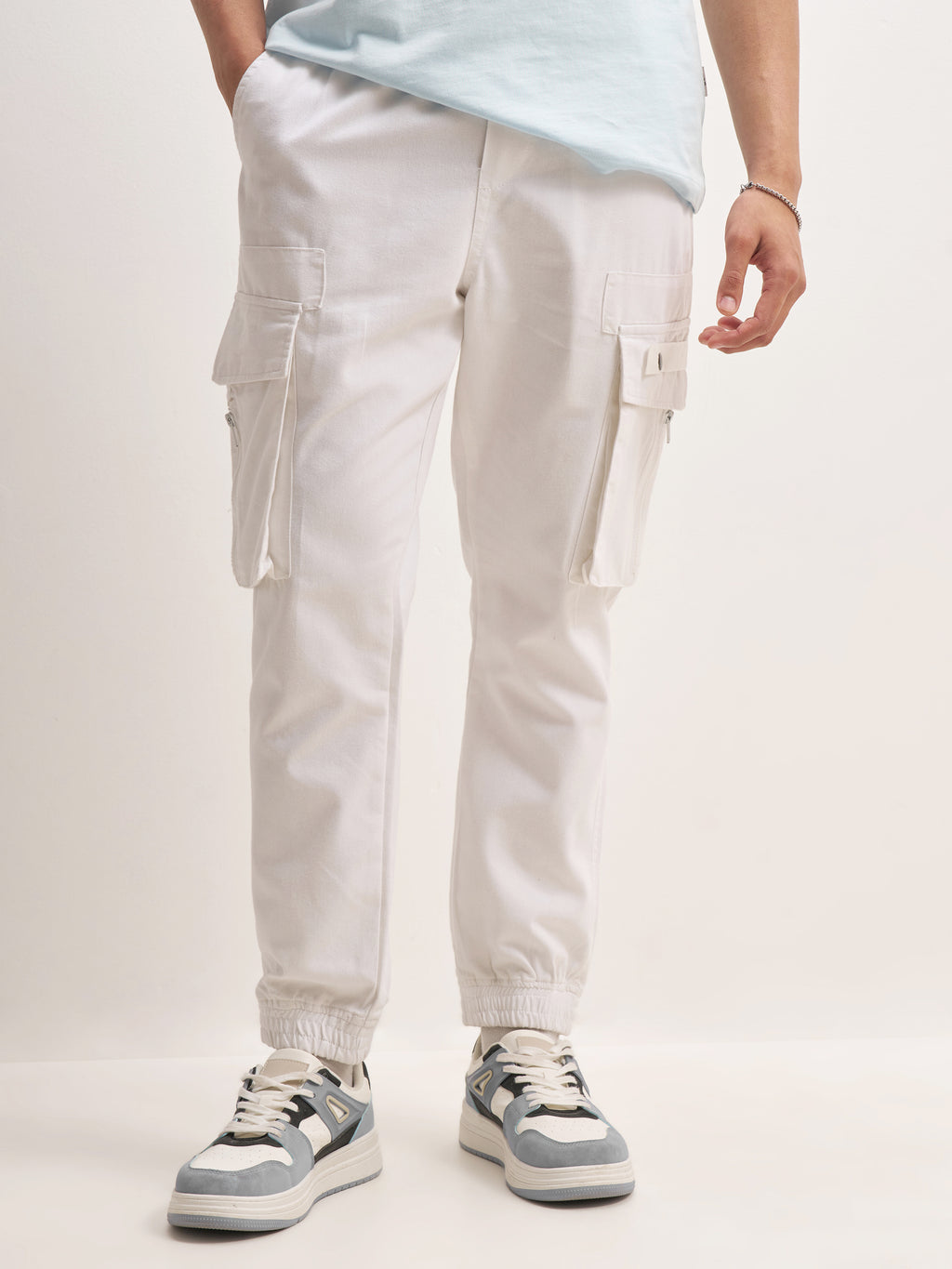 Highlander Men Taupe Relaxed Fit Solid Cargos - Taupe - Image 7