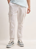 Highlander Men White Relaxed Fit Solid Cargos - White - Image 1