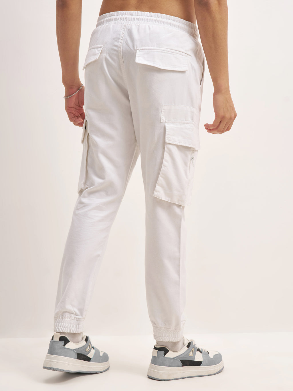 Highlander Men White Relaxed Fit Solid Cargos - White - Image 3