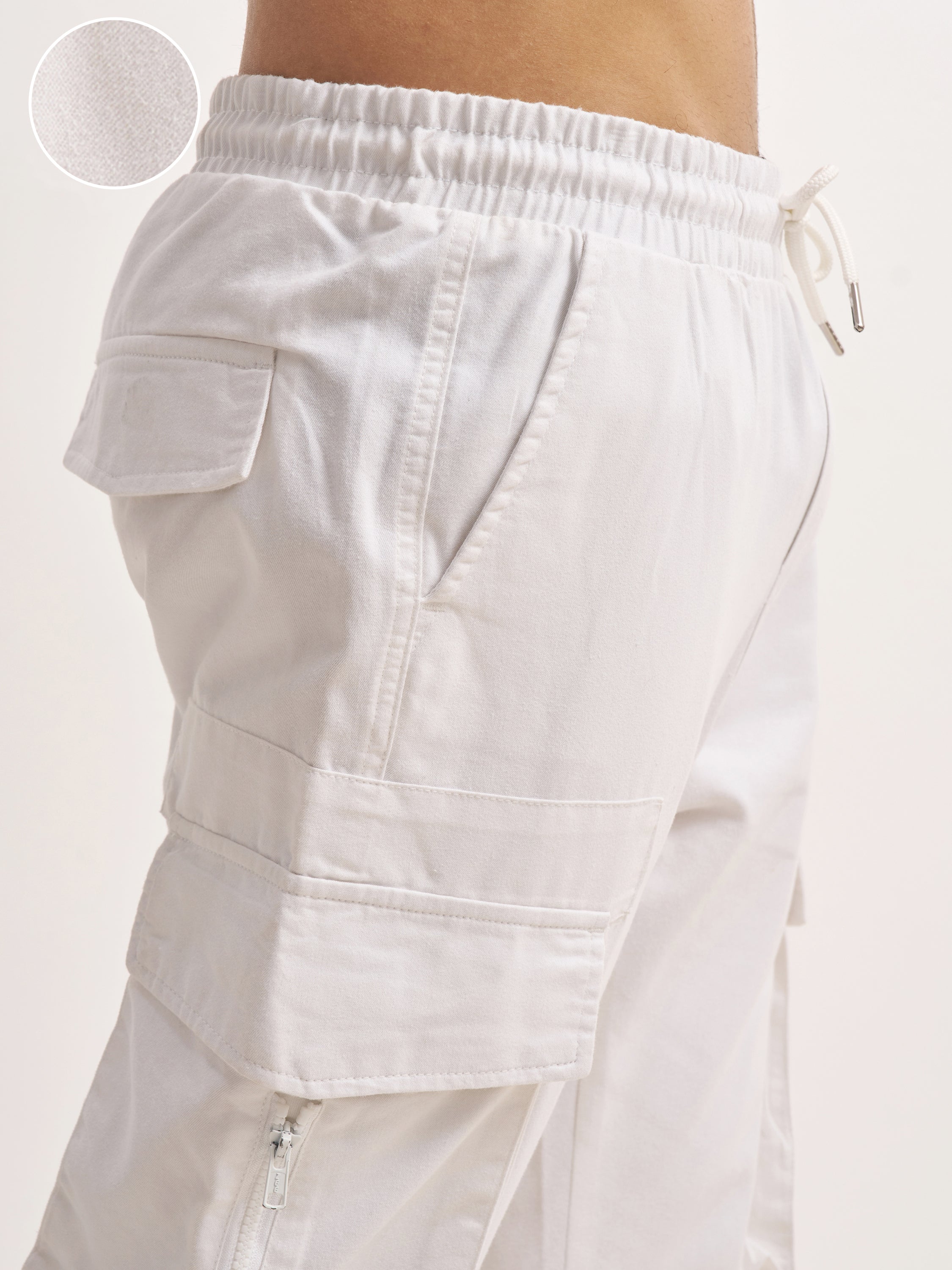 Highlander Men White Relaxed Fit Solid Cargos - White - Image 5