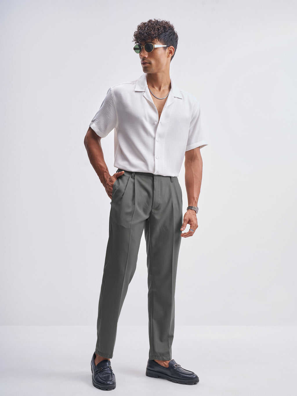 Highlander Men Grey Relaxed Fit Solid Formal Trouser - Grey - Image 2