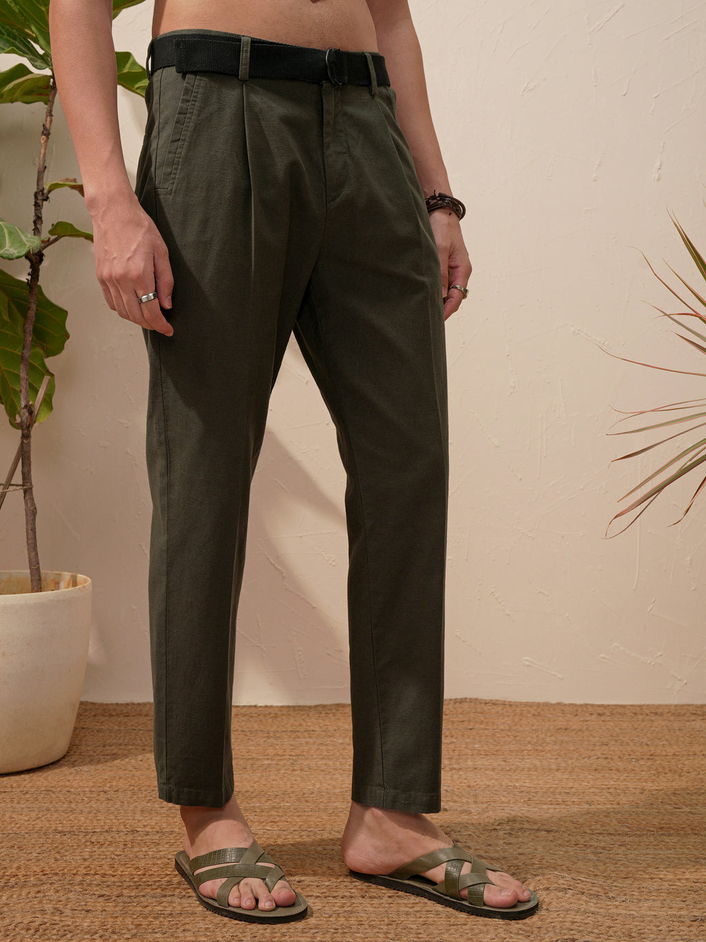 Highlander Men Green Relaxed Fit Solid Casual Trouser - Green - Image 6
