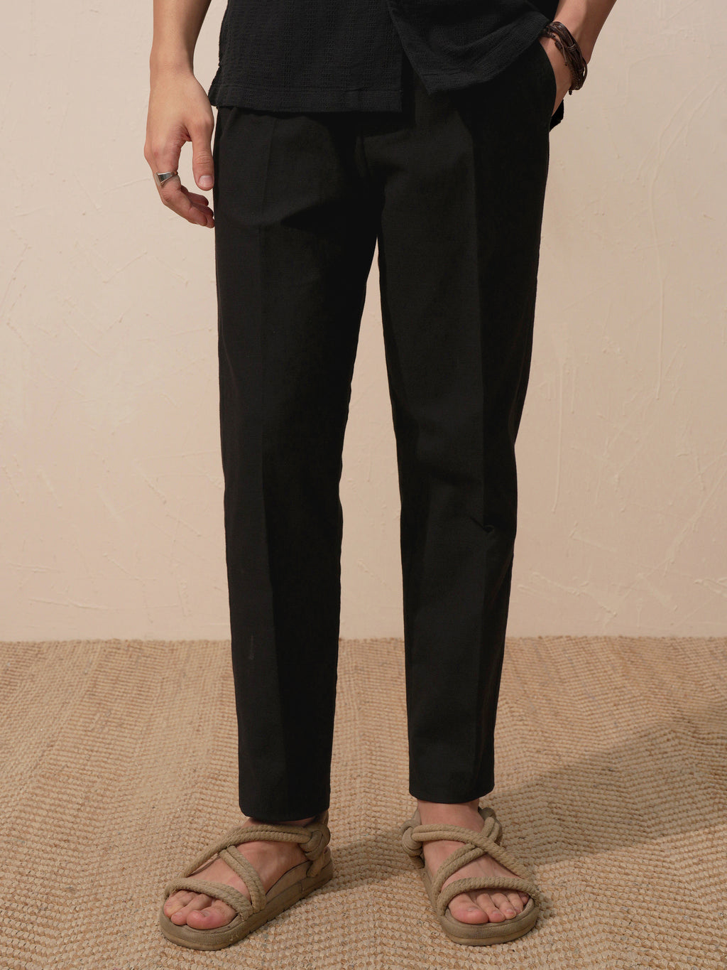 Highlander Men Black Relaxed Fit Solid Casual Trouser - Black - Image 1