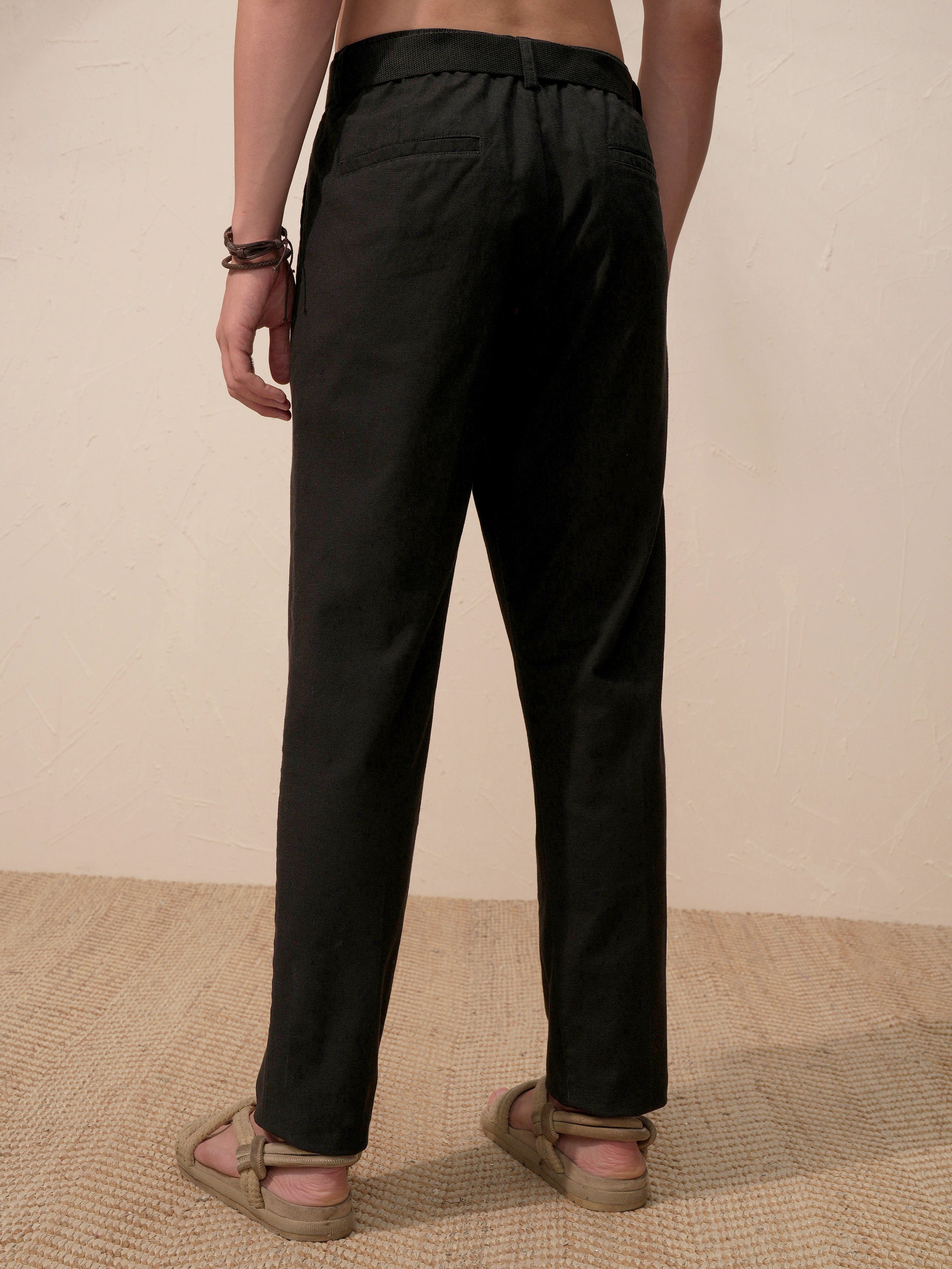 Highlander Men Black Relaxed Fit Solid Casual Trouser - Black - Image 3