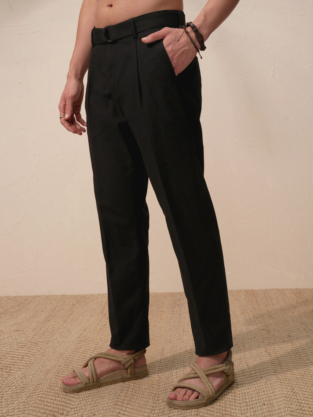 Highlander Men Black Relaxed Fit Solid Casual Trouser - Black - Image 4