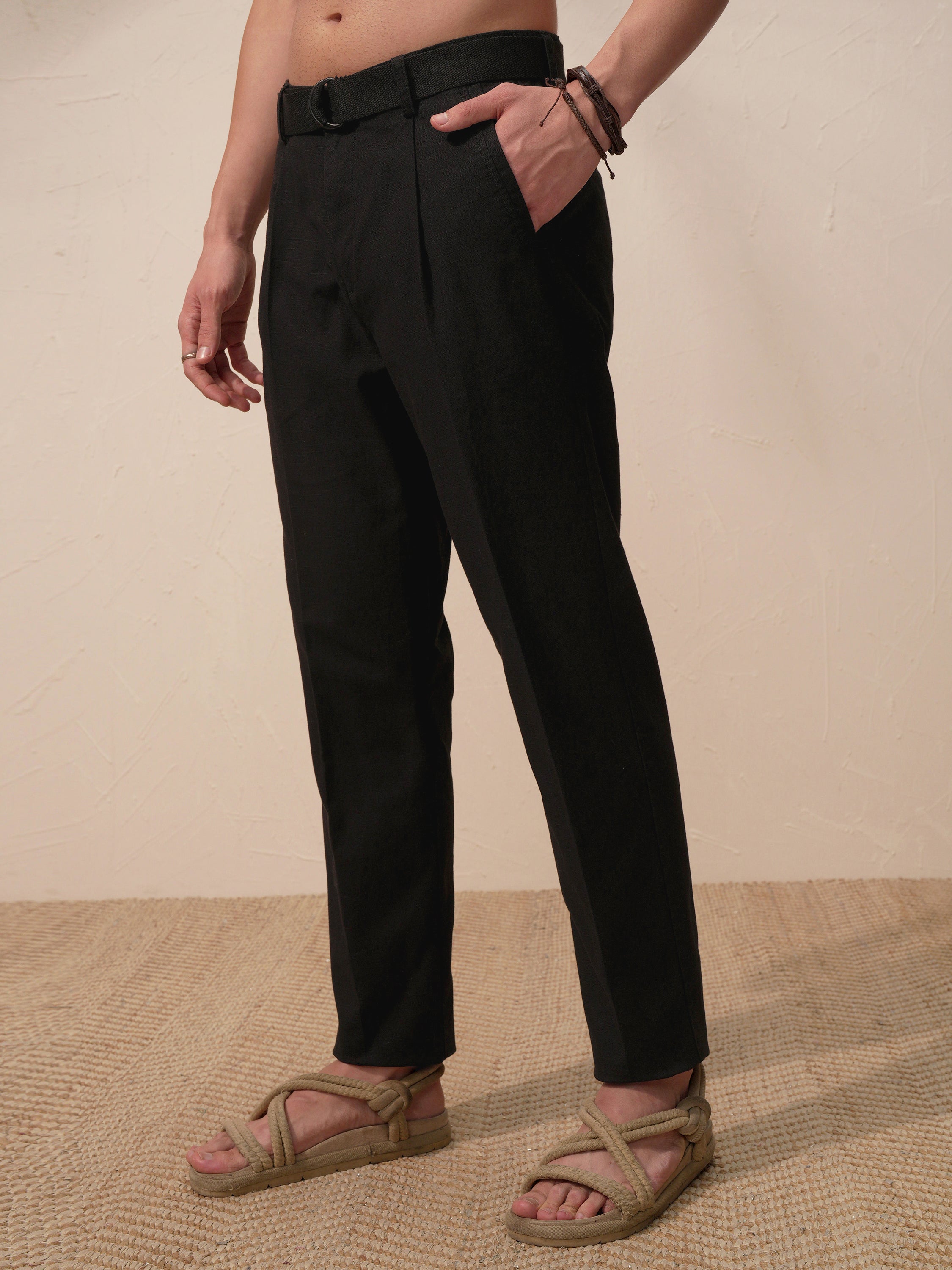 Highlander Men Black Relaxed Fit Solid Casual Trouser - Black - Image 4