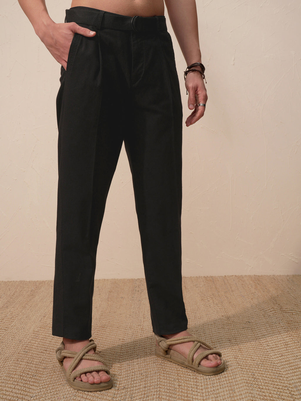 Highlander Men Black Relaxed Fit Solid Casual Trouser - Black - Image 6