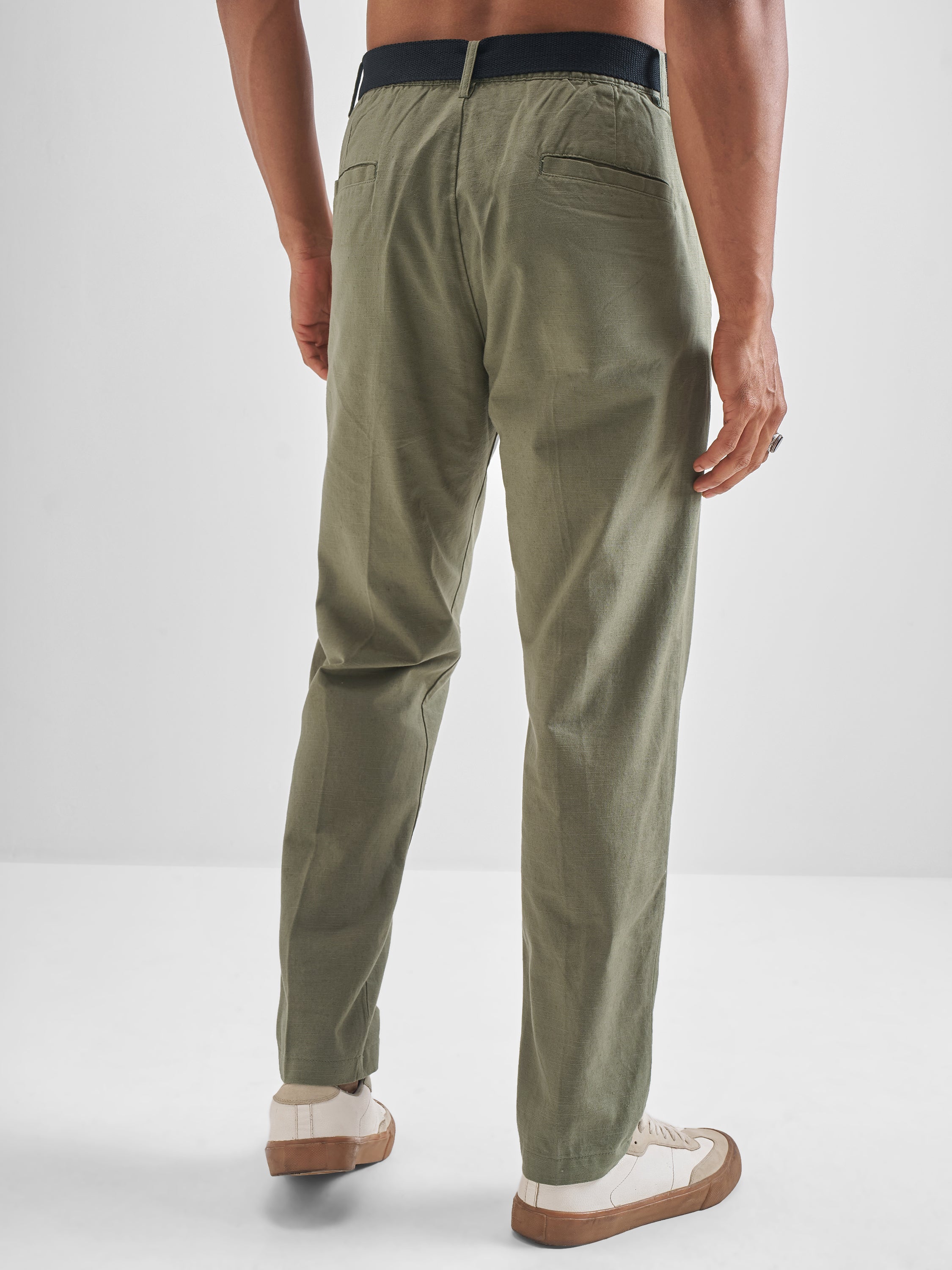 Highlander Men Green Relaxed Fit Solid Regular Trouser - Green - Image 3