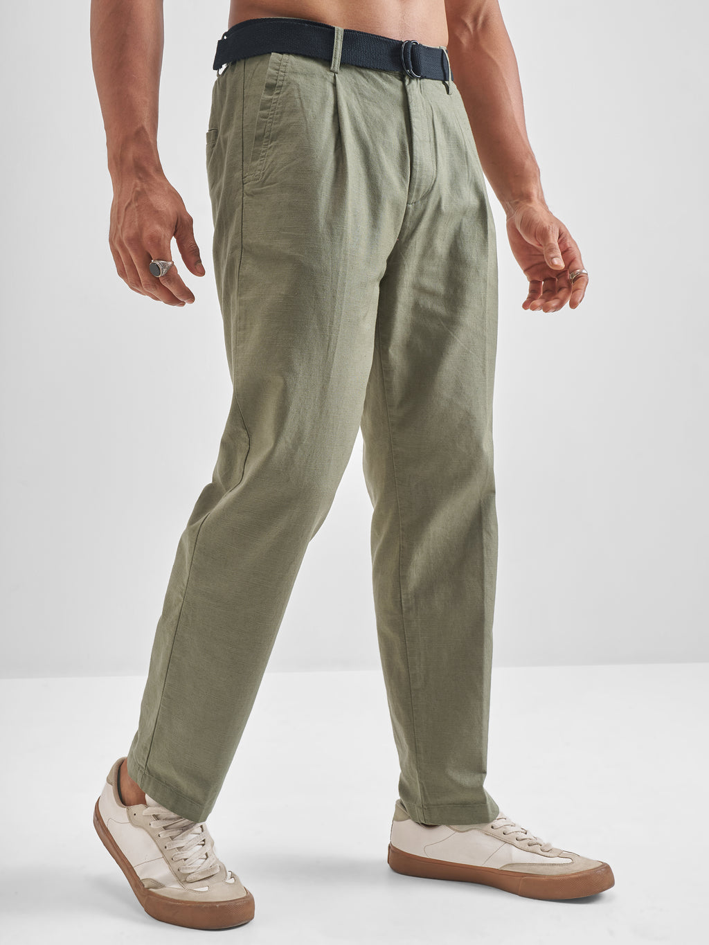 Highlander Men Green Relaxed Fit Solid Regular Trouser - Green - Image 6