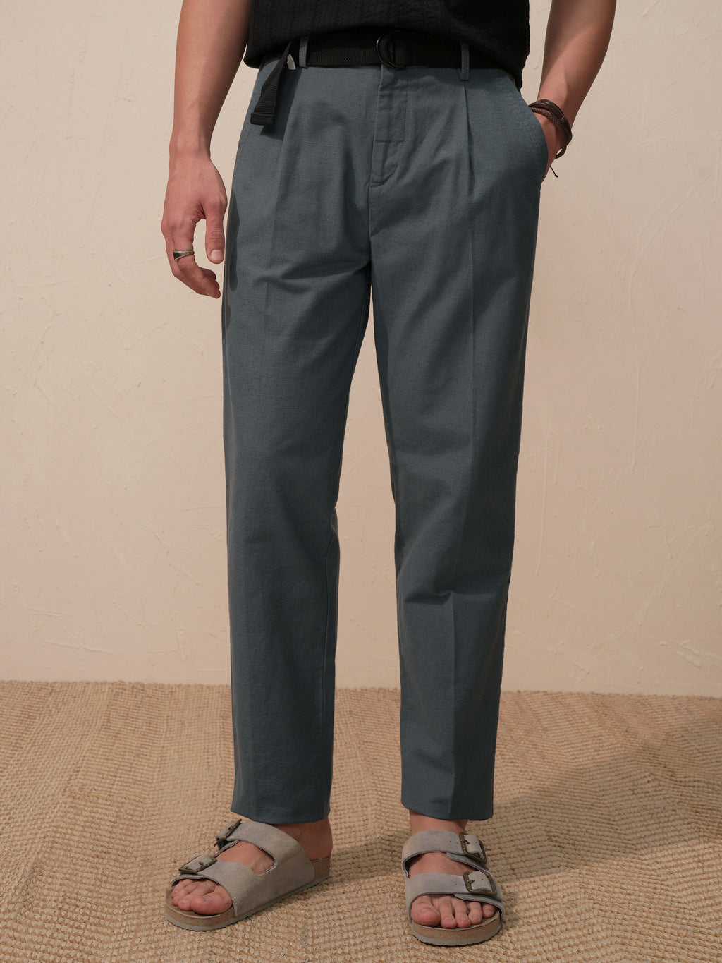 Highlander Men Grey Relaxed Fit Solid Casual Trouser - Grey - Image 1