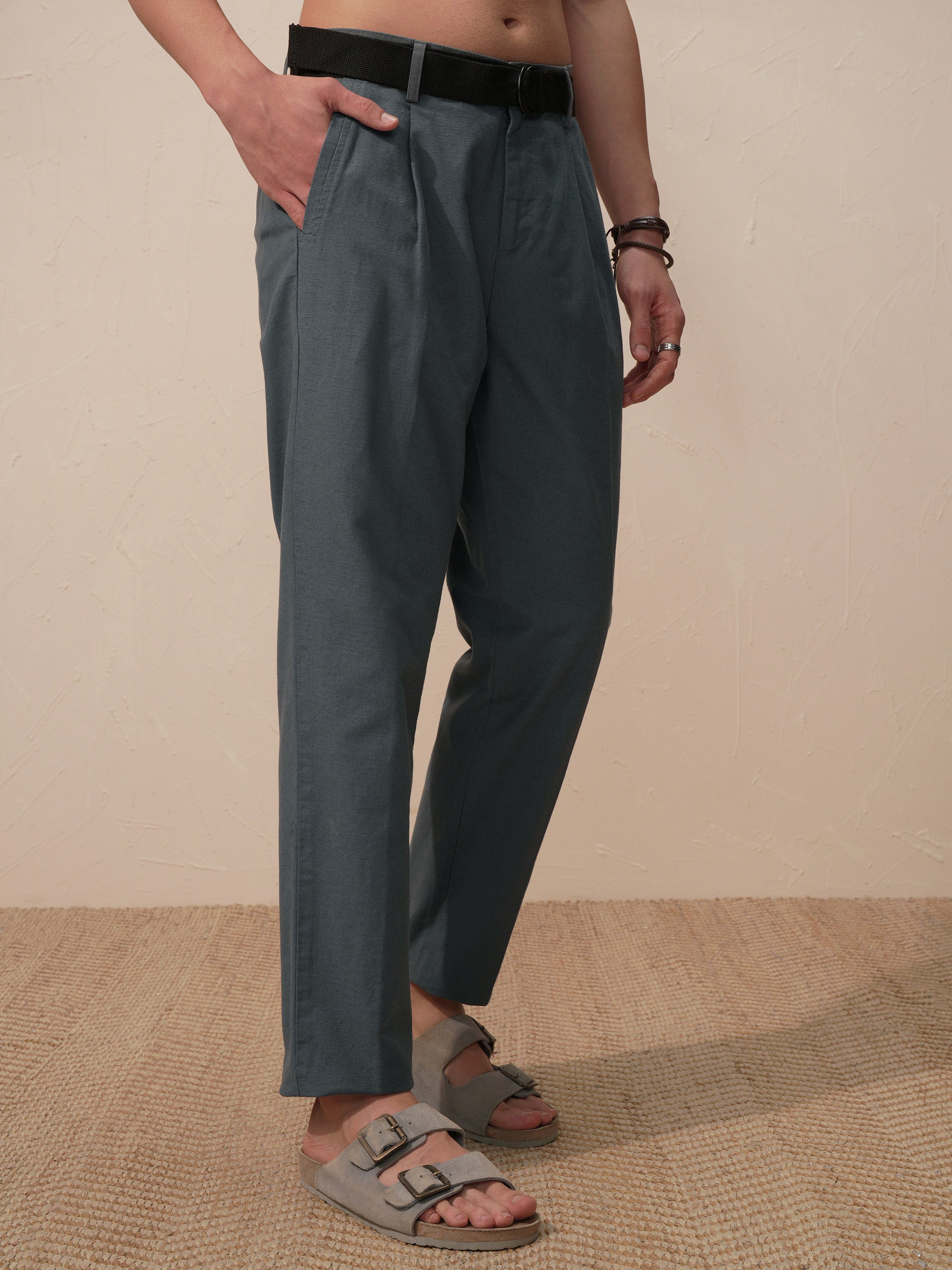 Highlander Men Grey Relaxed Fit Solid Casual Trouser - Grey - Image 6