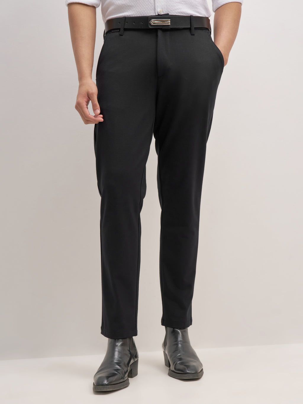 Highlander Men Black Slim Fit Solid Formal Trouser - Black - Image 1