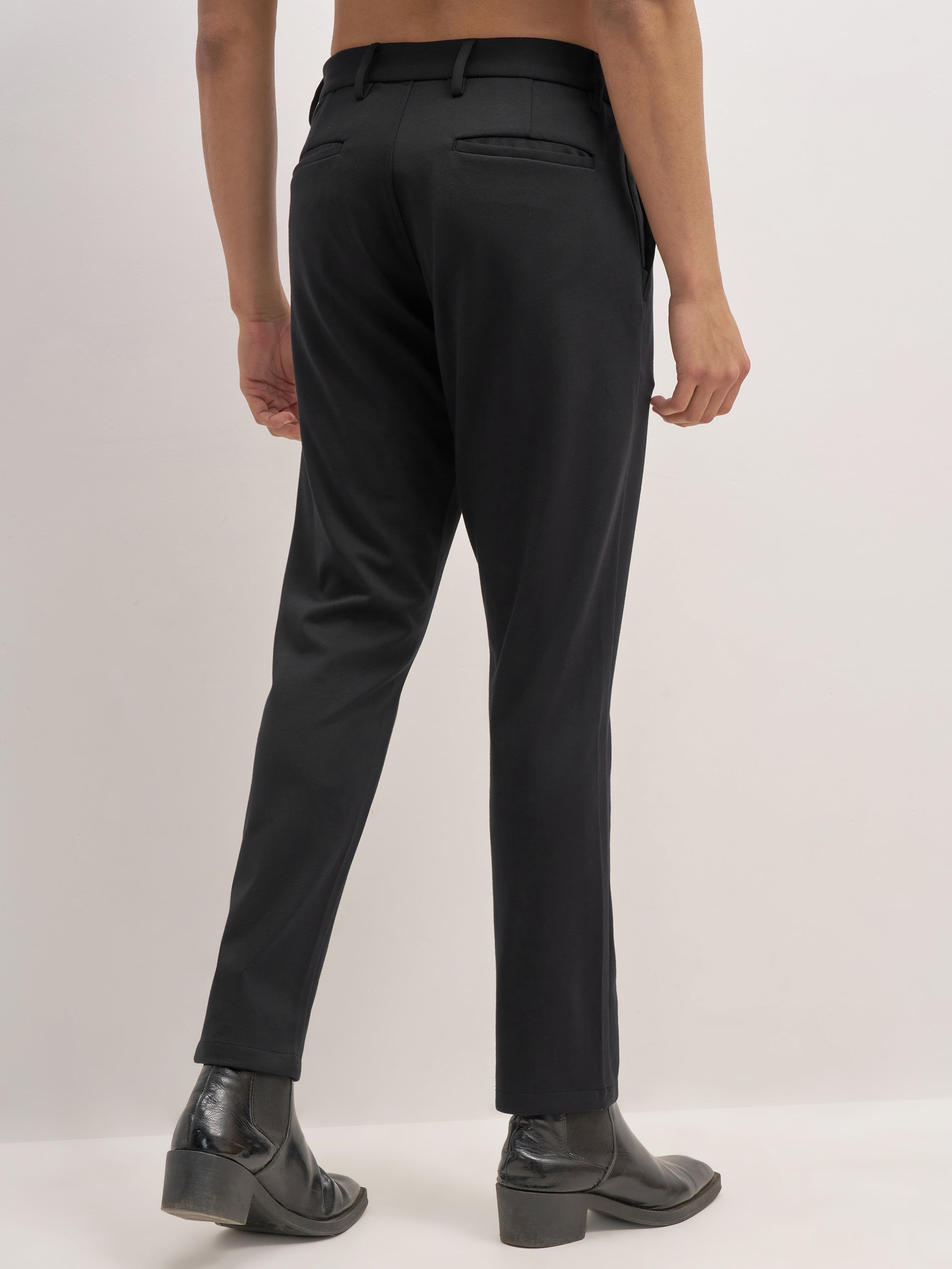 Highlander Men Black Slim Fit Solid Formal Trouser - Black - Image 3