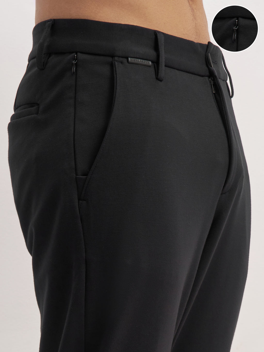 Highlander Men Black Slim Fit Solid Formal Trouser - Black - Image 5