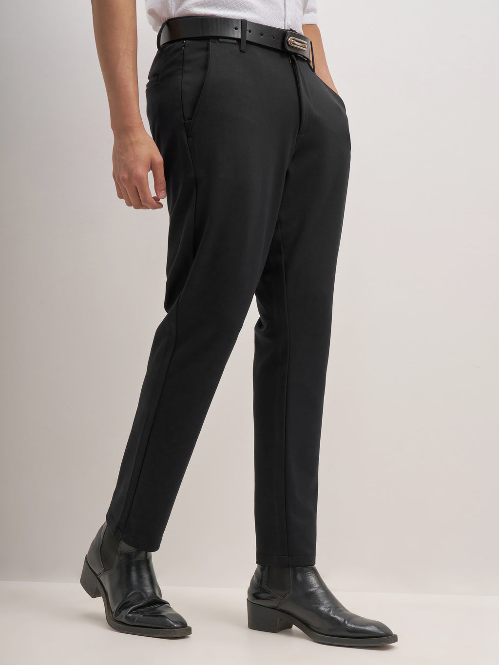Highlander Men Black Slim Fit Solid Formal Trouser - Black - Image 6