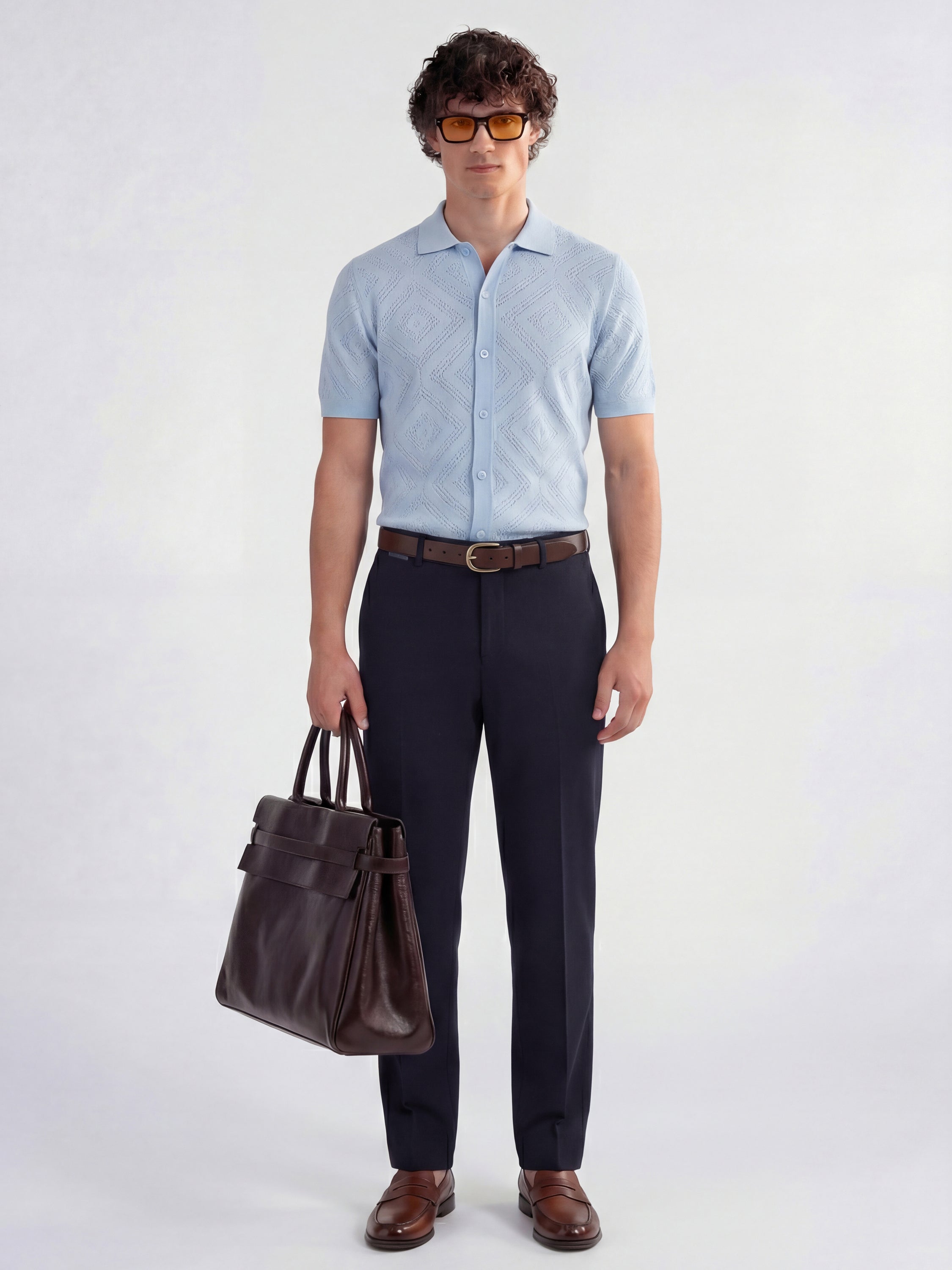 Highlander Men Navy Blue Slim Fit Solid Formal Trouser - Navy Blue - Image 2