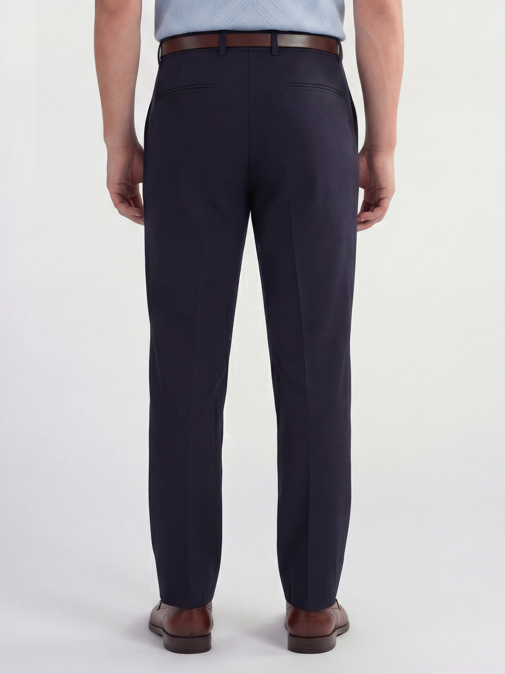 Highlander Men Navy Blue Slim Fit Solid Formal Trouser - Navy Blue - Image 3