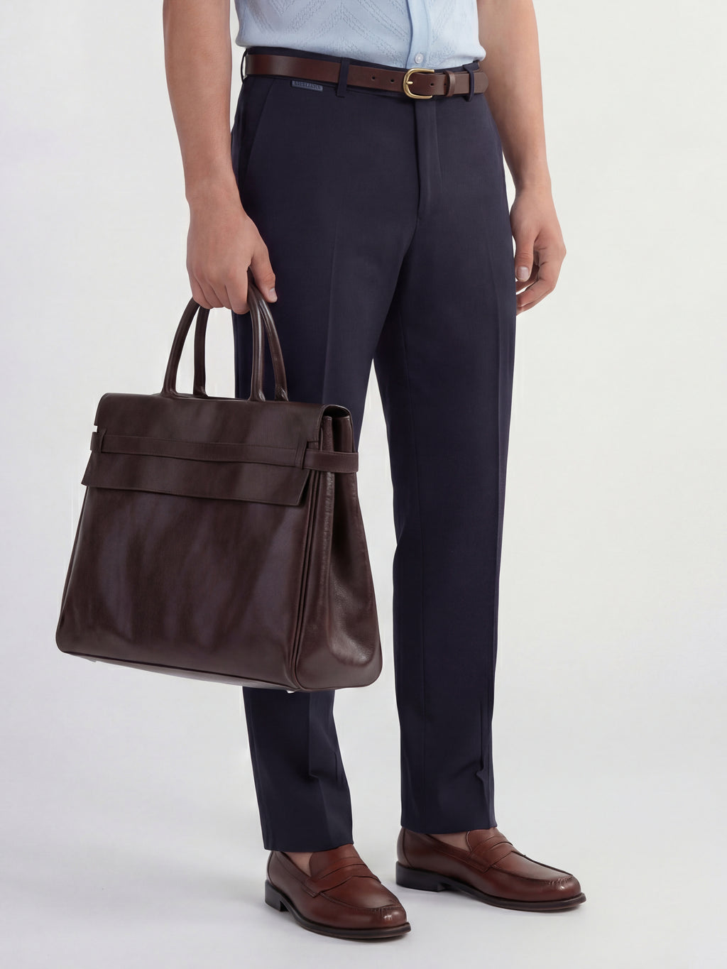 Highlander Men Navy Blue Slim Fit Solid Formal Trouser - Navy Blue - Image 6