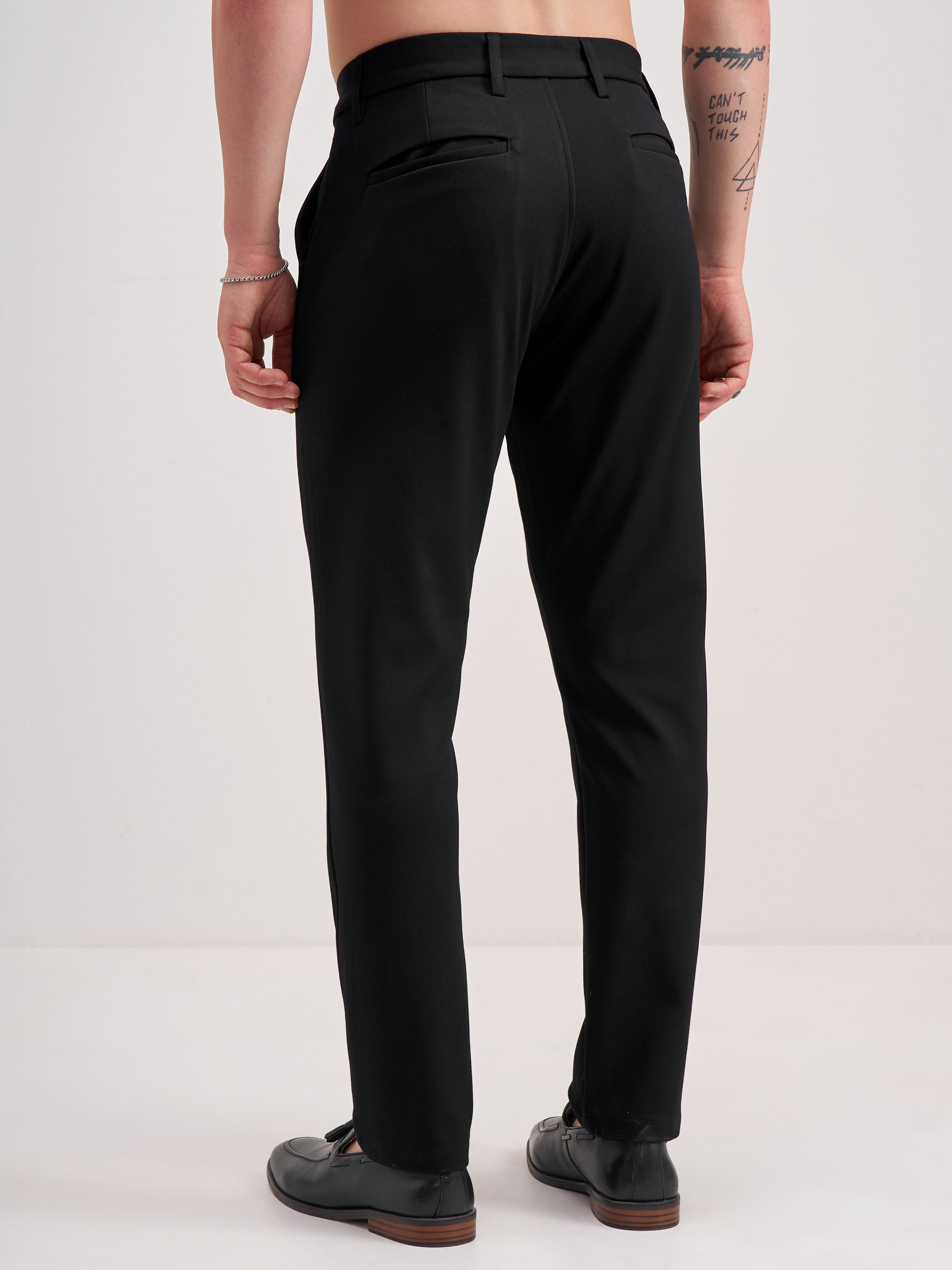 Highlander Men Black Slim Fit Solid Formal Trouser - Black - Image 3